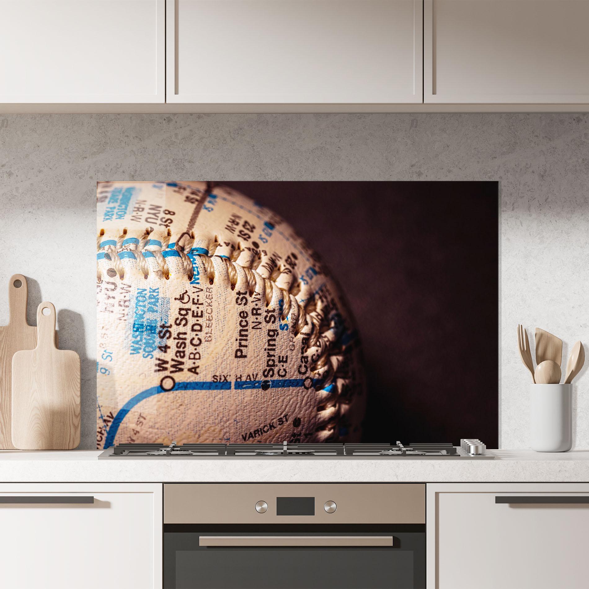 Panel Szklany do Kuchni Blue Text Baseball Ball mockup 7