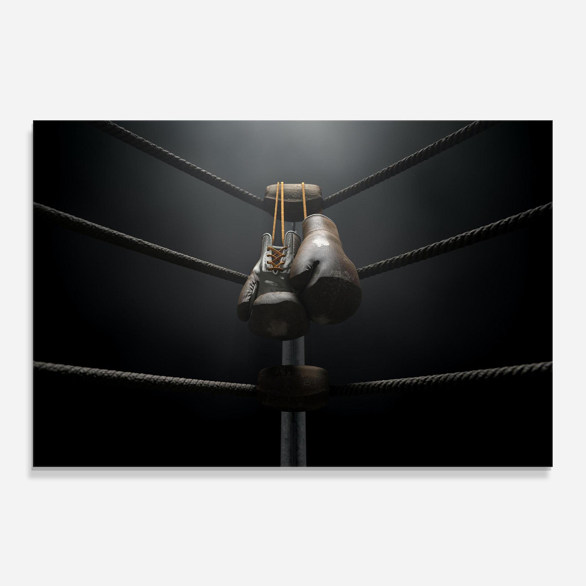 Panel Szklany do Kuchni Black Boxing Glove mockup 0
