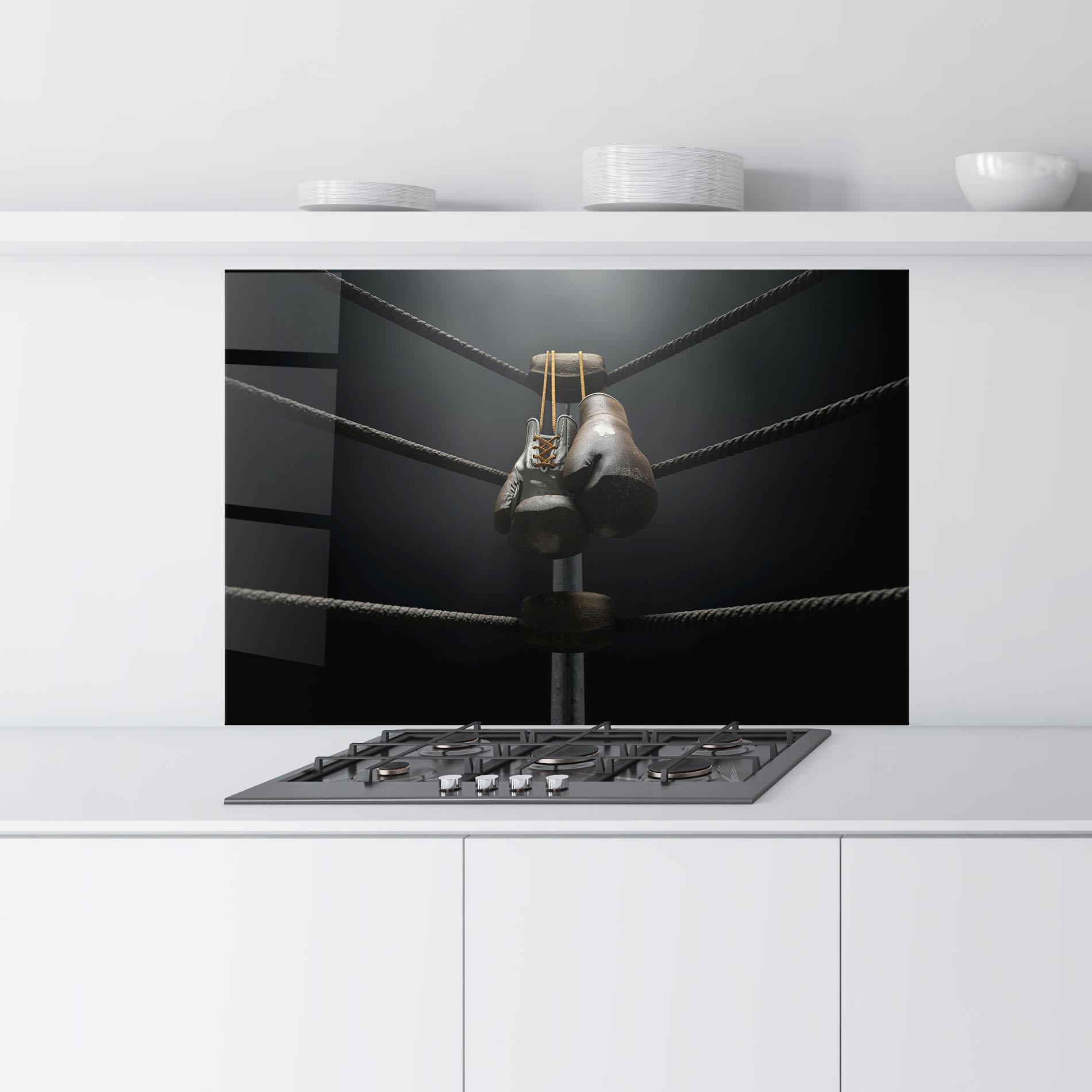 Panel Szklany do Kuchni Black Boxing Glove mockup 9