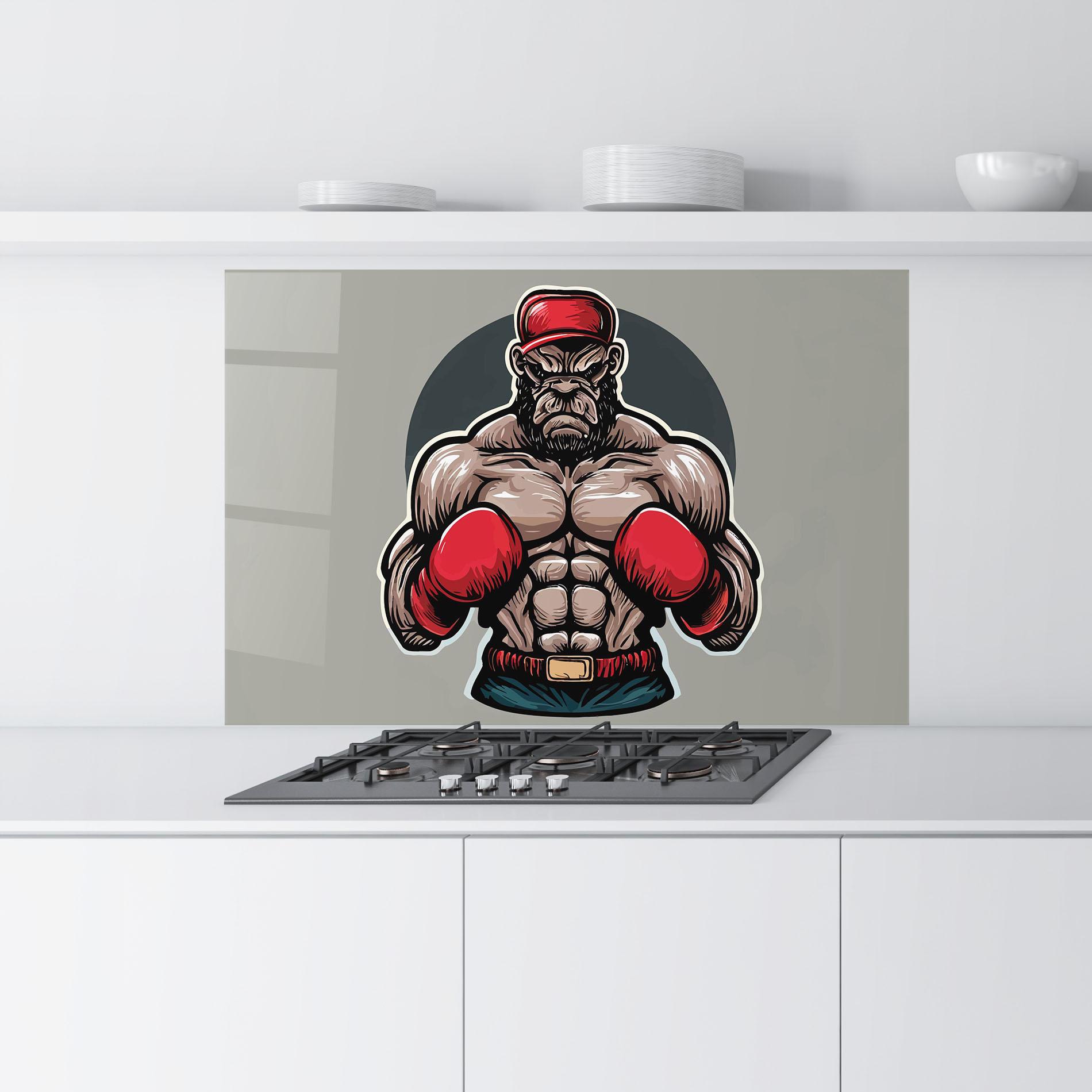 Panel Szklany do Kuchni Boxer Character mockup 9