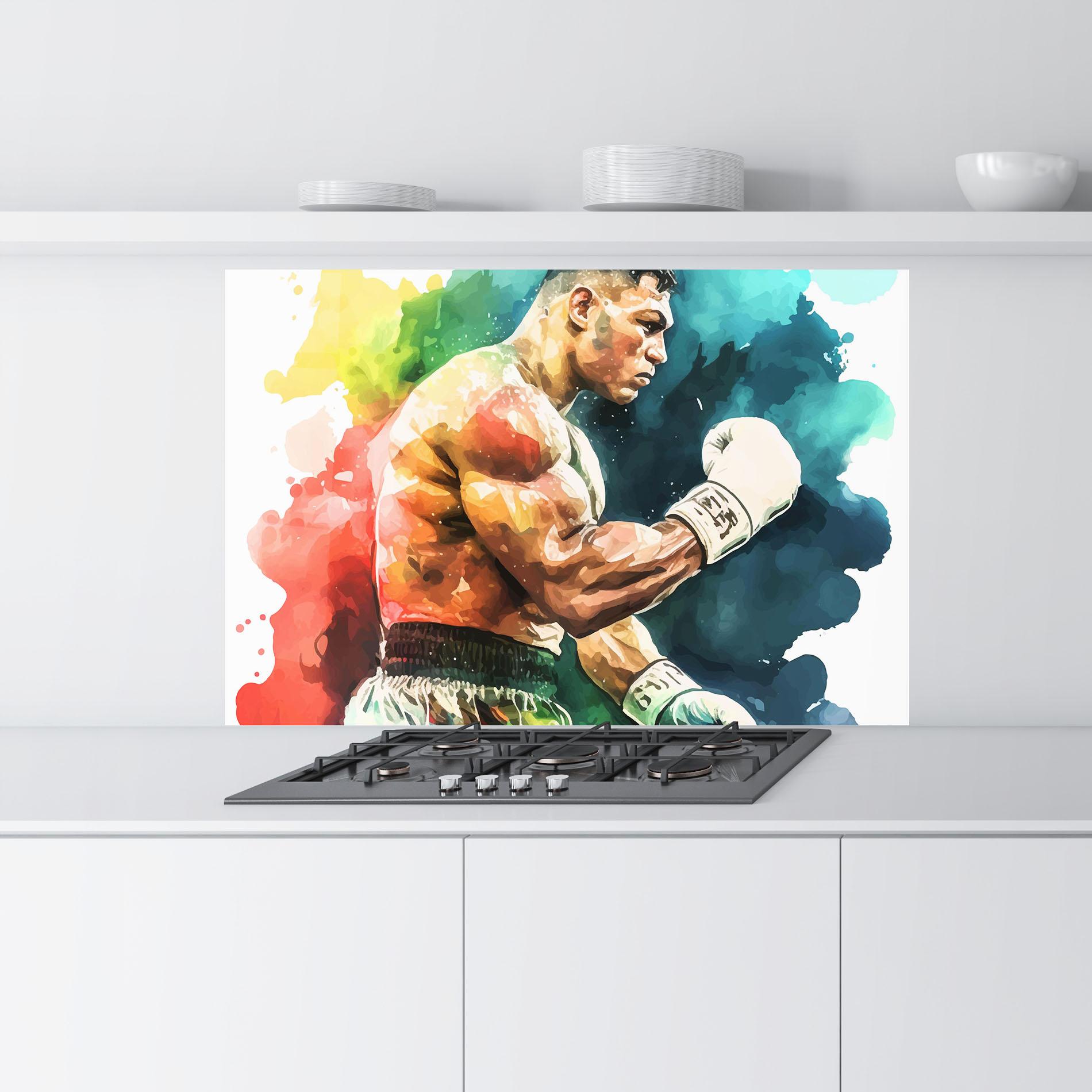 Panel Szklany do Kuchni Boxing Blue Red mockup 9