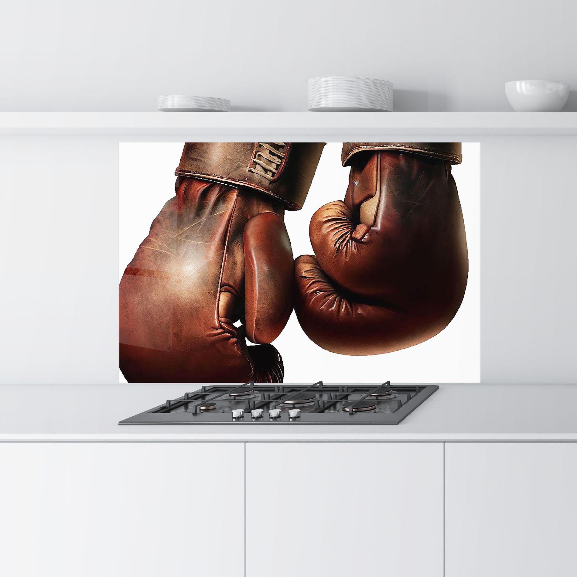 Panel Szklany do Kuchni Boxing Brown Gloves mockup 9