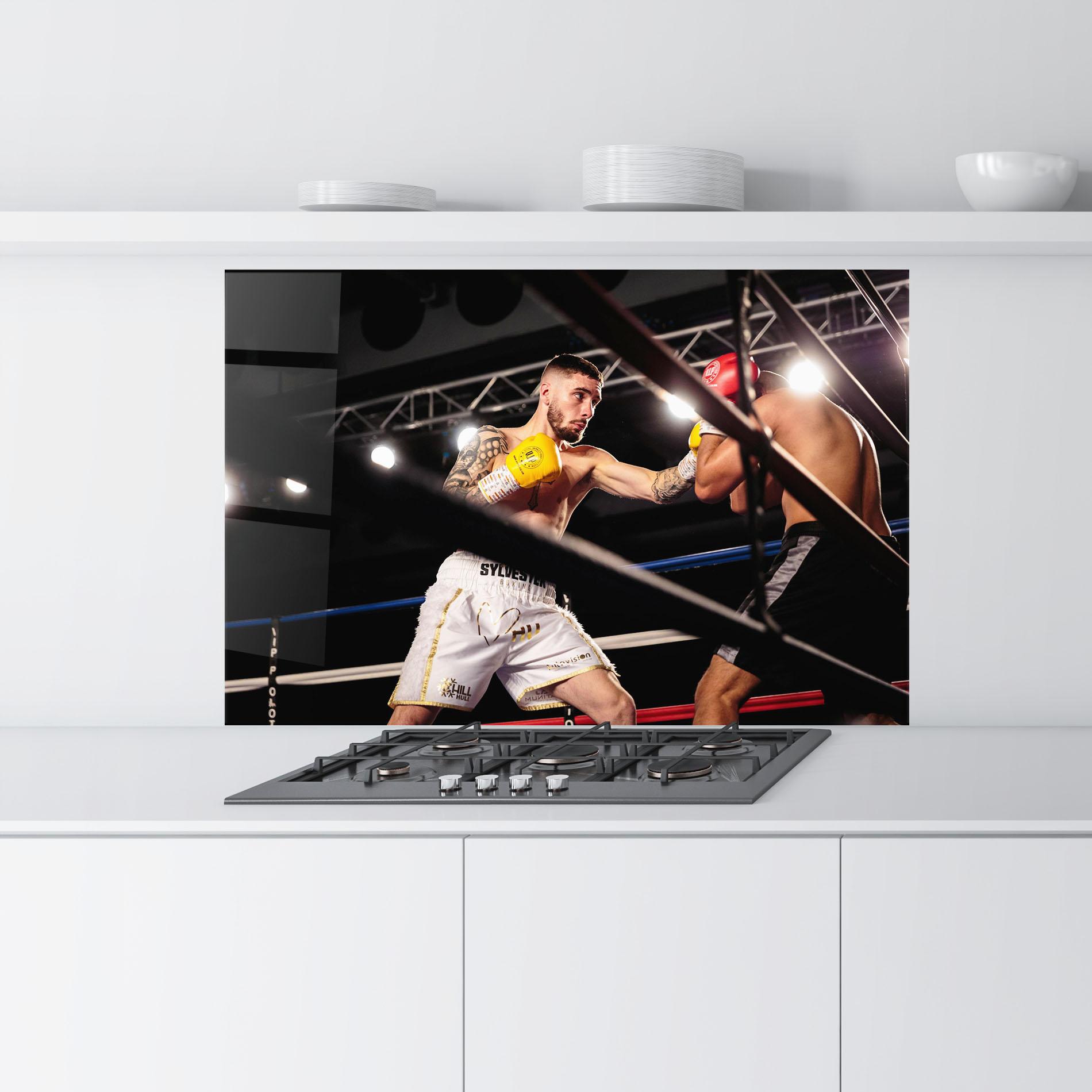 Panel Szklany do Kuchni Yellow Gloves mockup 9