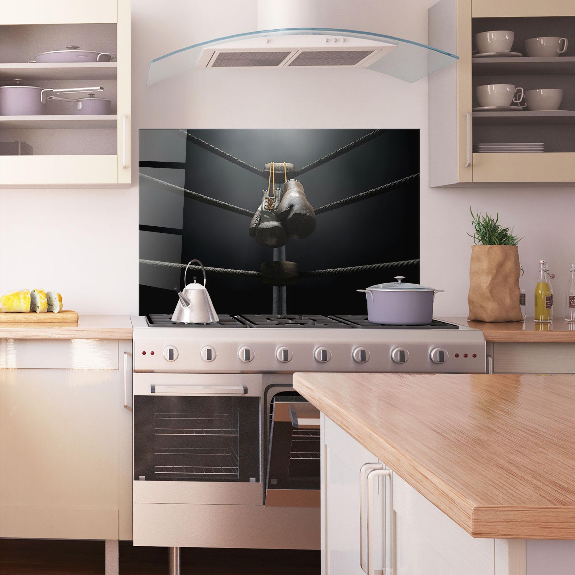 Panel Szklany do Kuchni Black Boxing Glove mockup 1