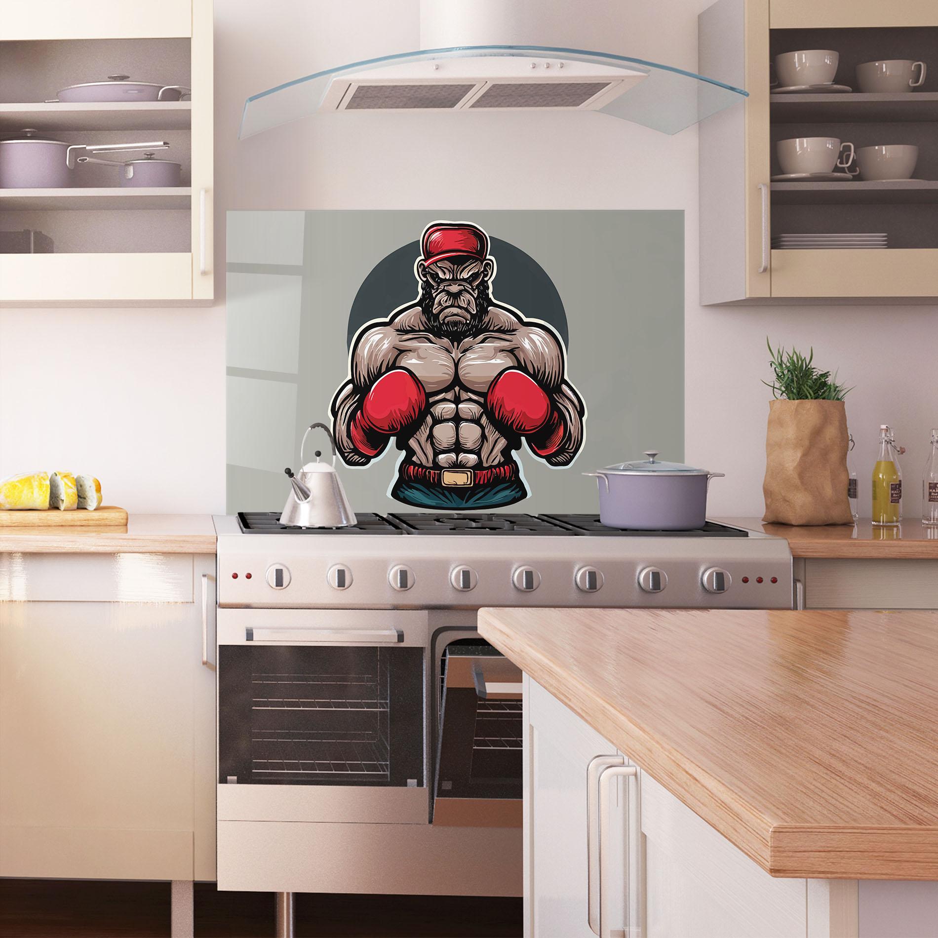 Panel Szklany do Kuchni Boxer Character mockup 1