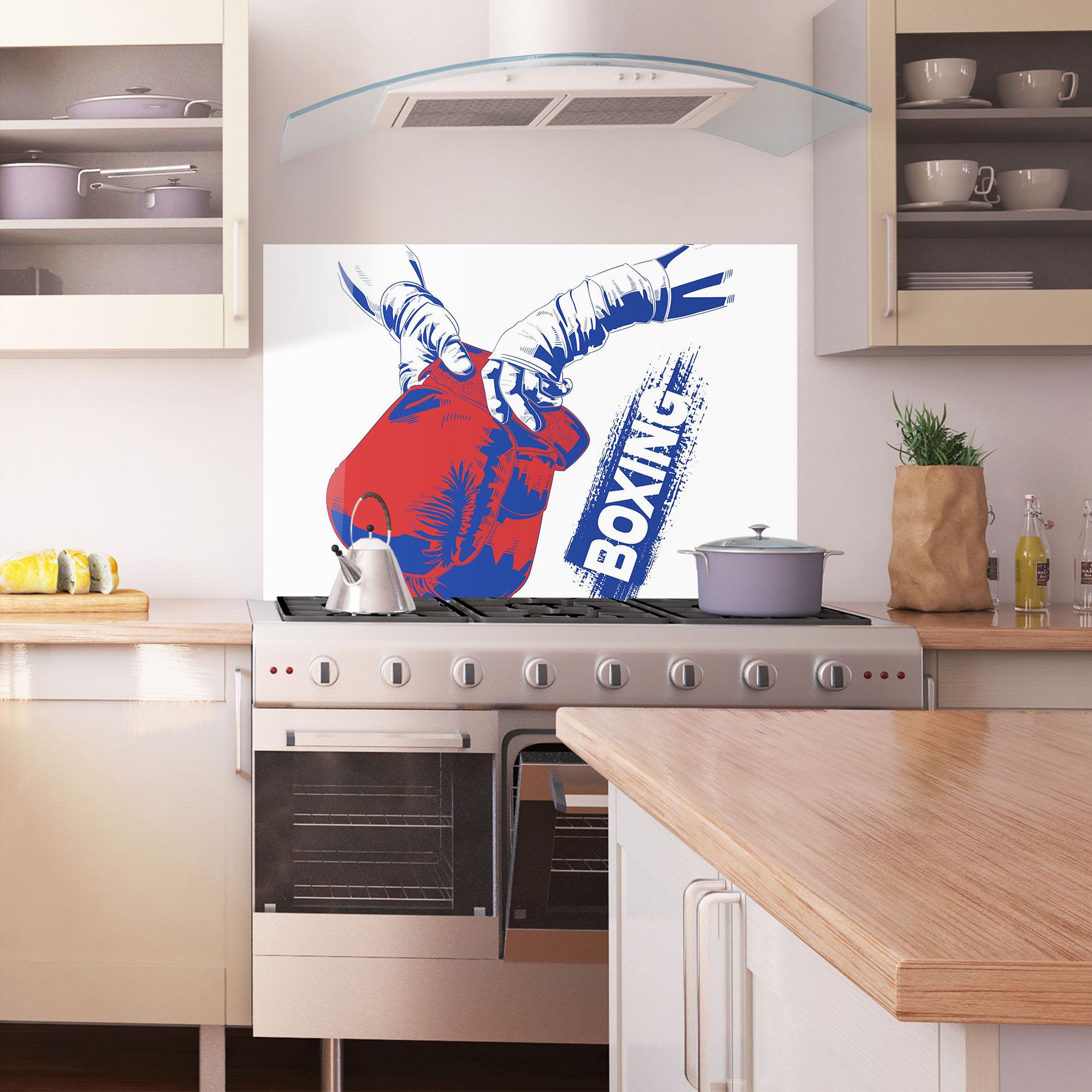 Panel Szklany do Kuchni Boxing Blue mockup 1