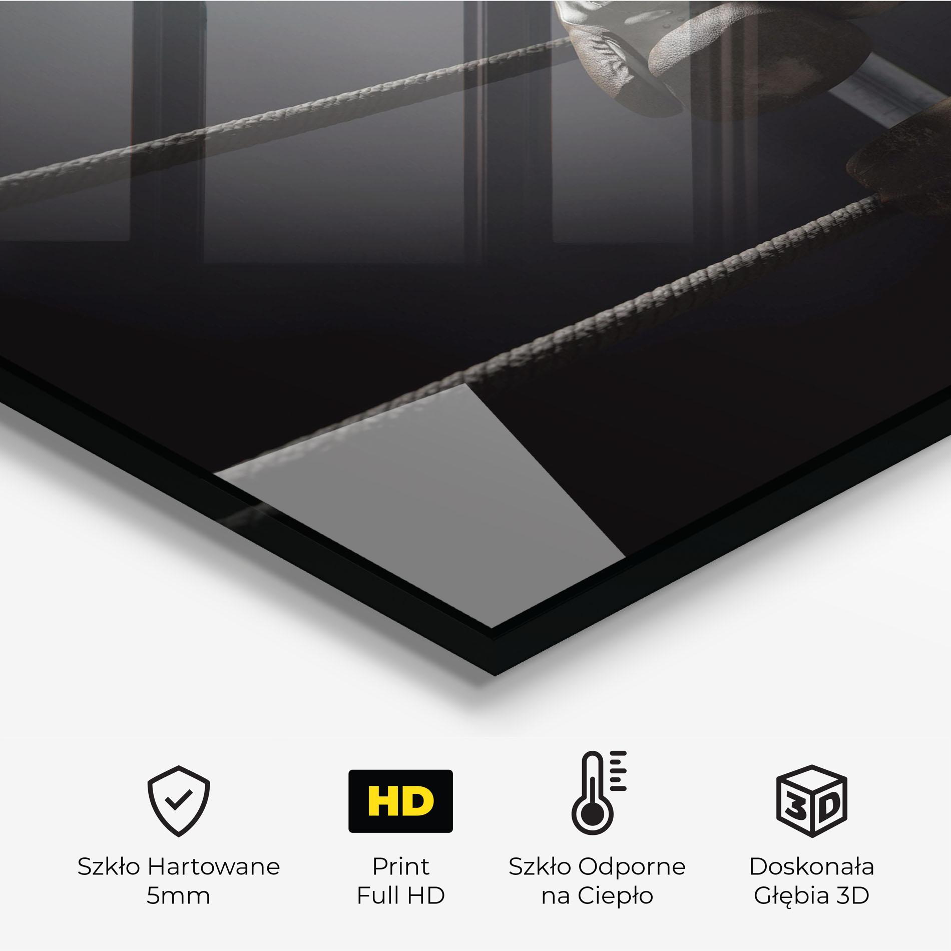 Panel Szklany do Kuchni Black Boxing Glove mockup 2