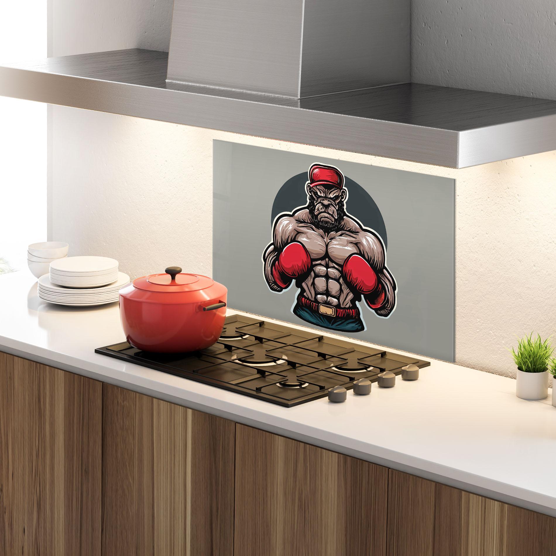 Panel Szklany do Kuchni Boxer Character mockup 4