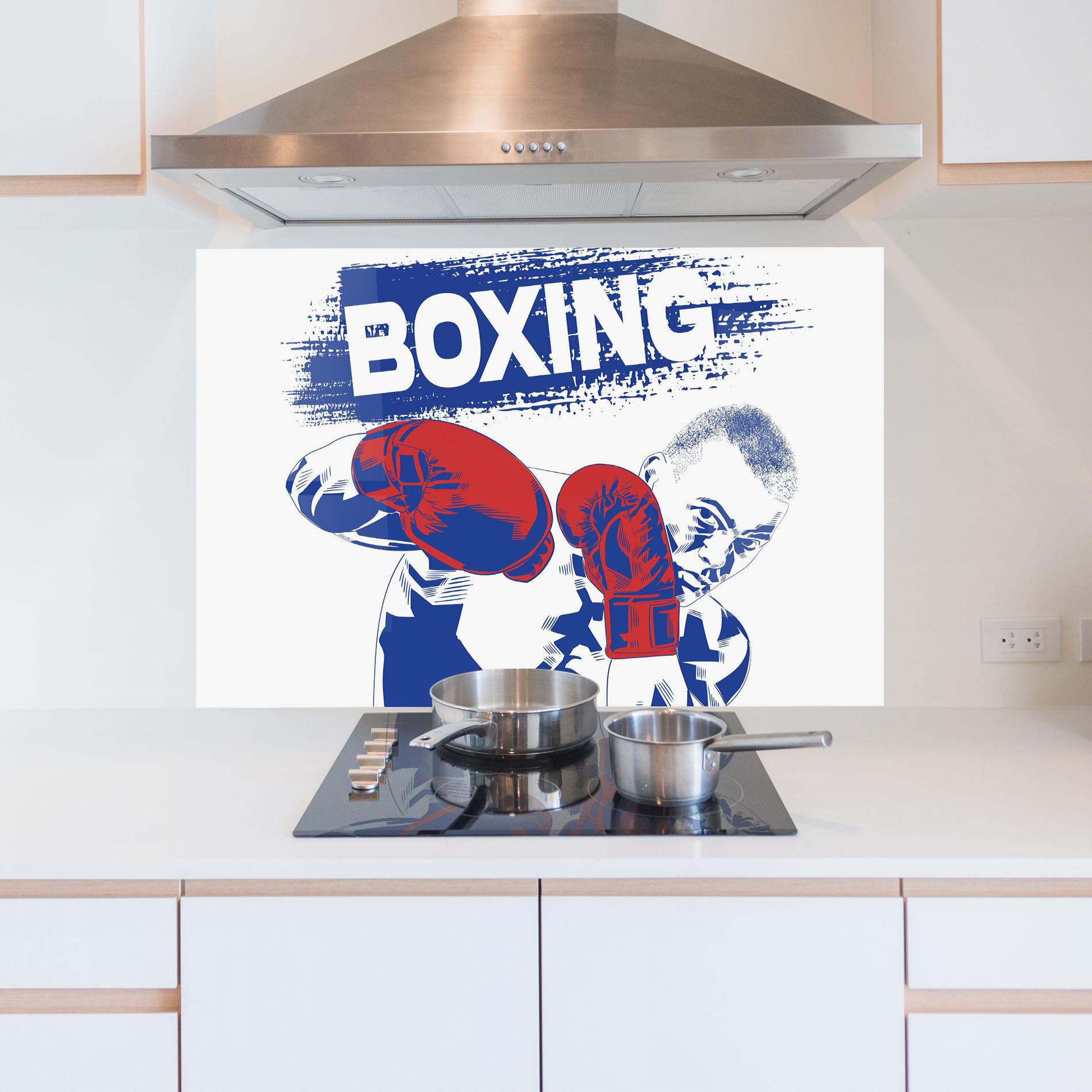 Panel Szklany do Kuchni Blue Boxing mockup 5