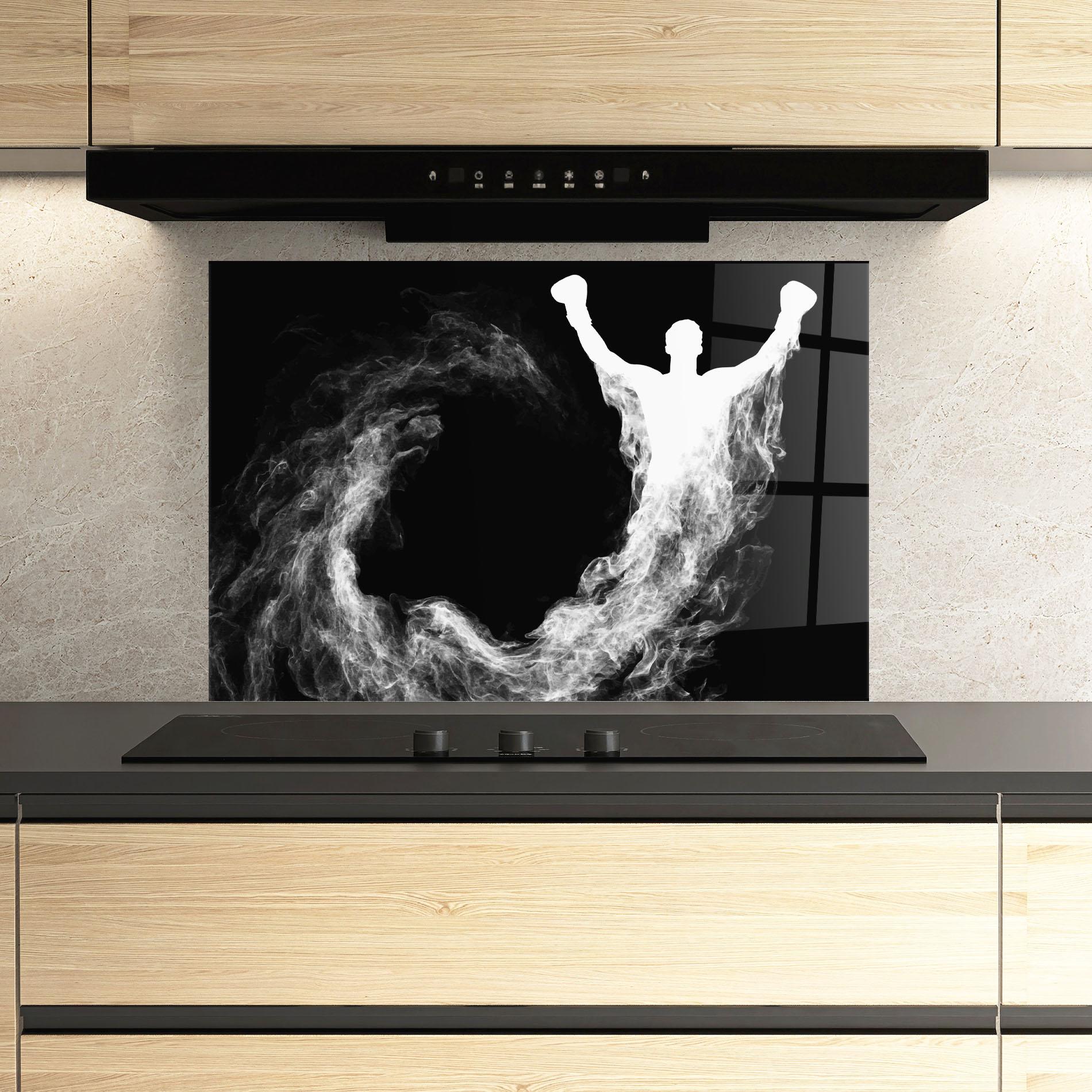 Panel Szklany do Kuchni Box White Smoke mockup 3