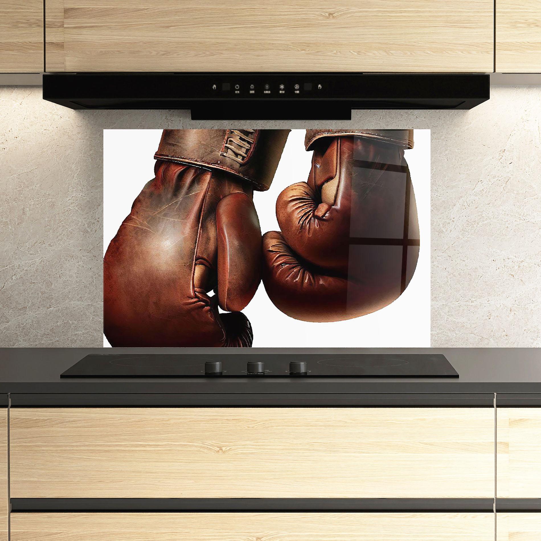 Panel Szklany do Kuchni Boxing Brown Gloves mockup 3