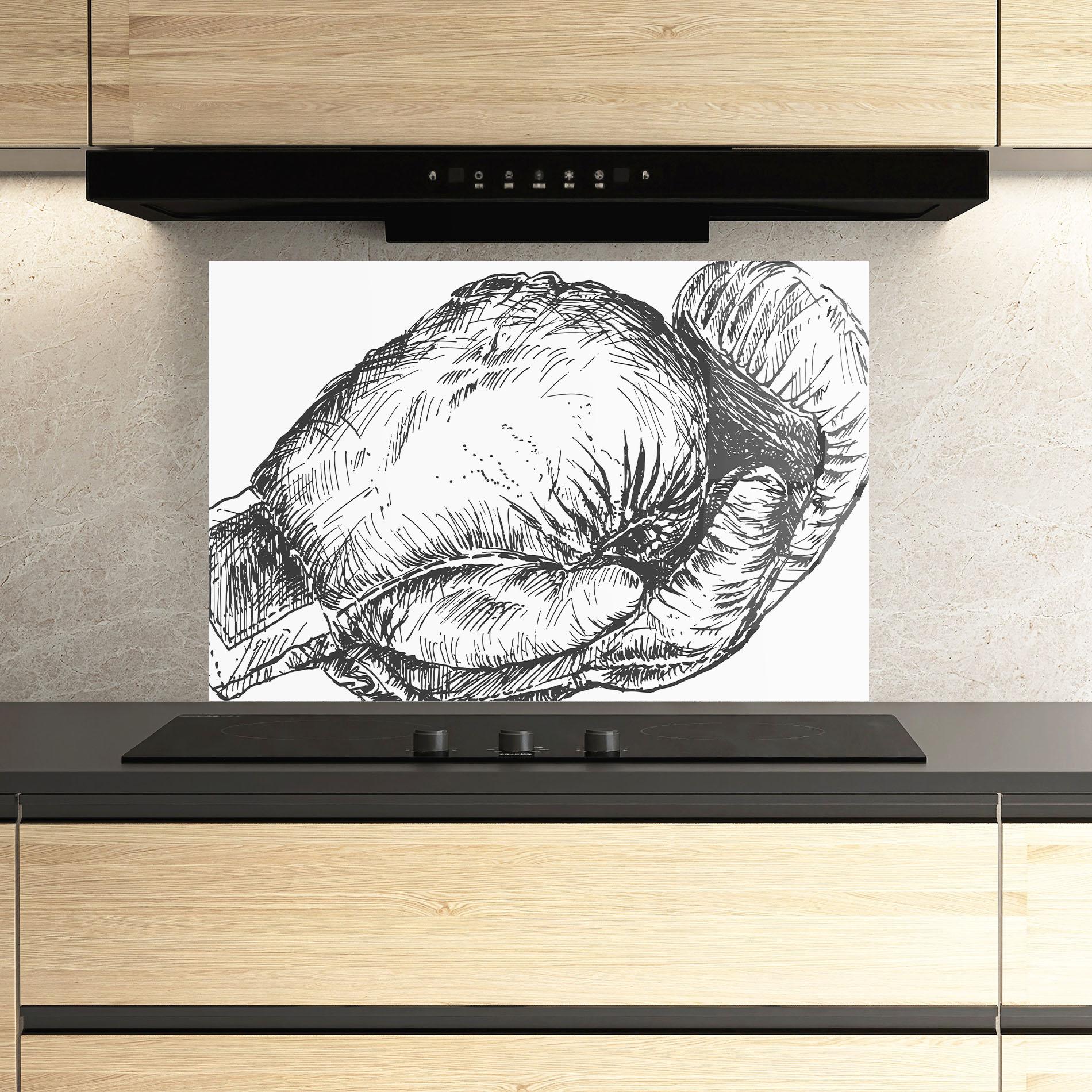 Panel Szklany do Kuchni Grey Line Glove mockup 3