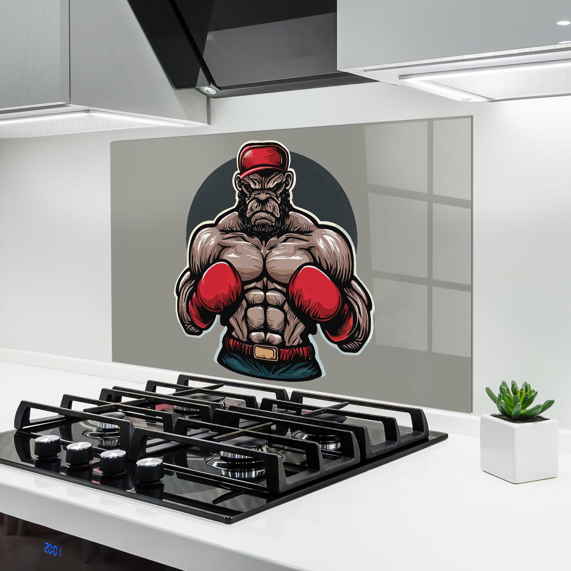 Panel Szklany do Kuchni Boxer Character mockup 6