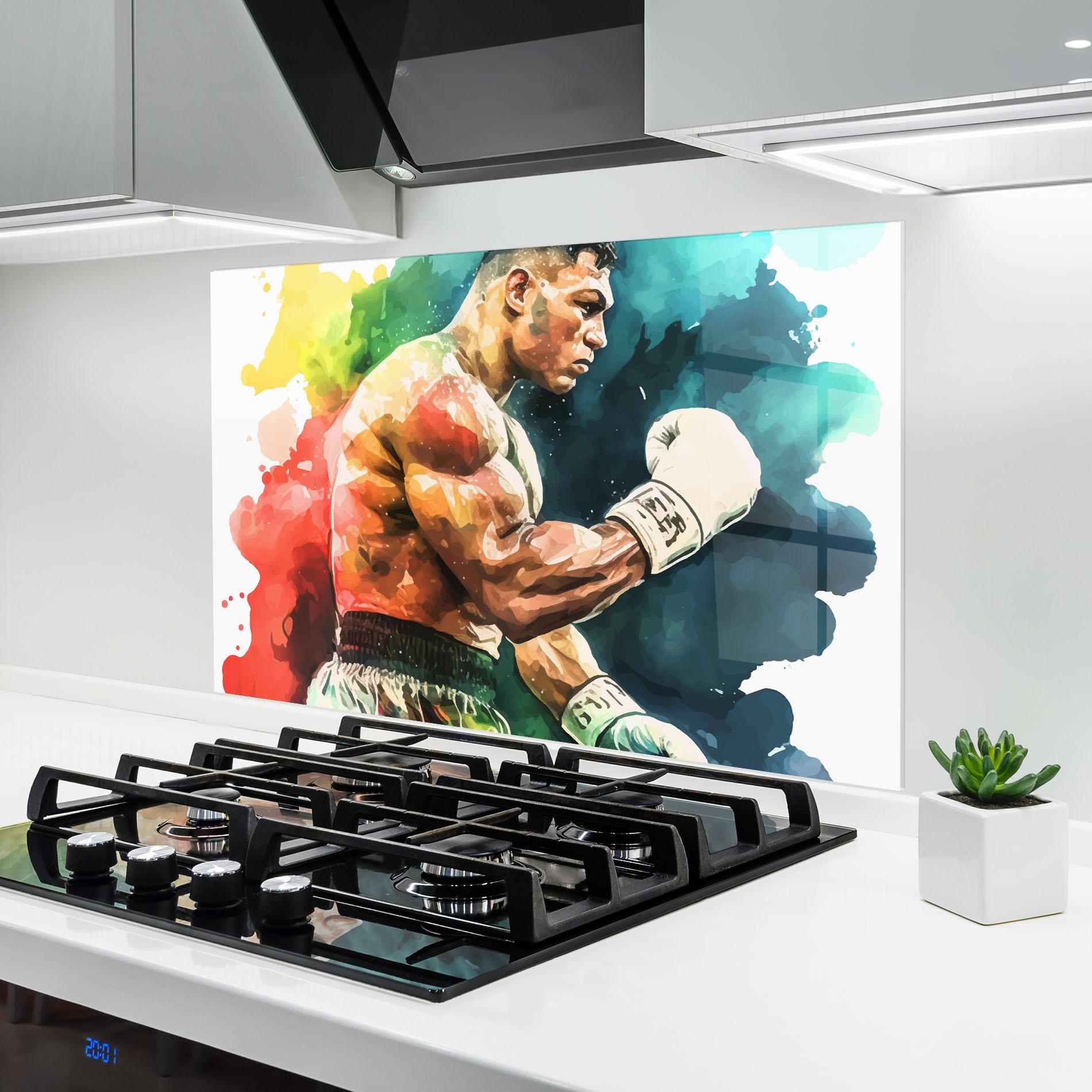 Panel Szklany do Kuchni Boxing Blue Red mockup 6