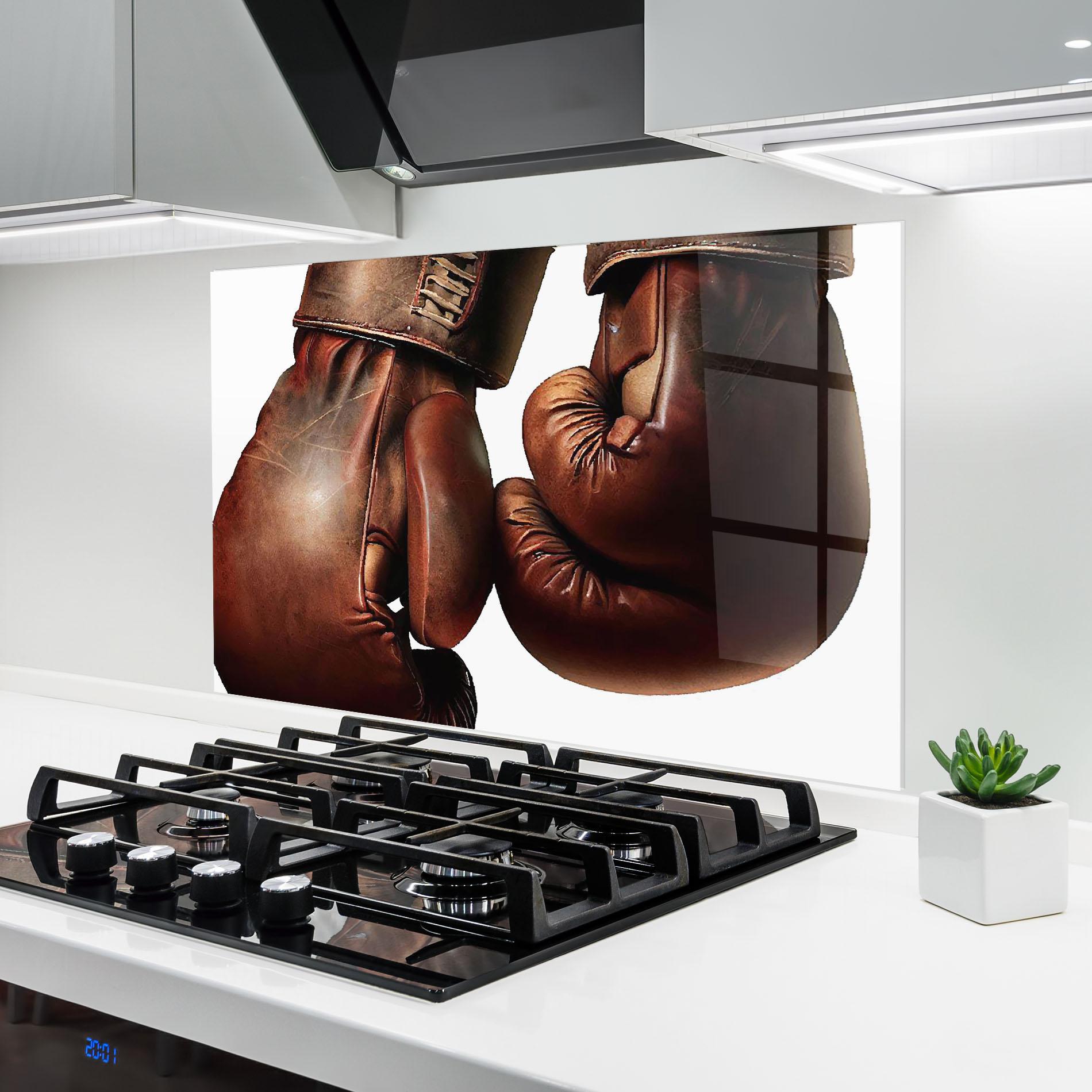 Panel Szklany do Kuchni Boxing Brown Gloves mockup 6