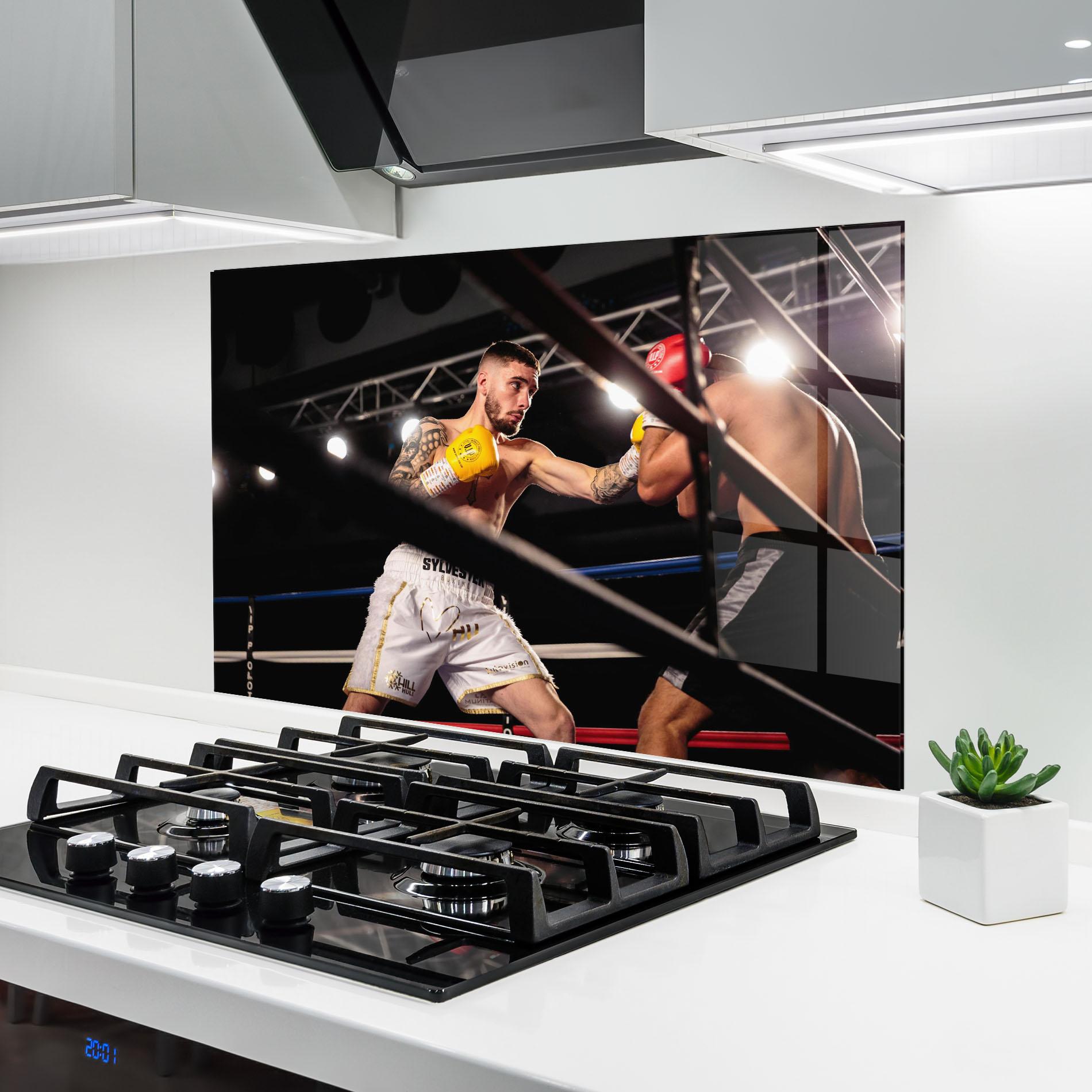 Panel Szklany do Kuchni Yellow Gloves mockup 6