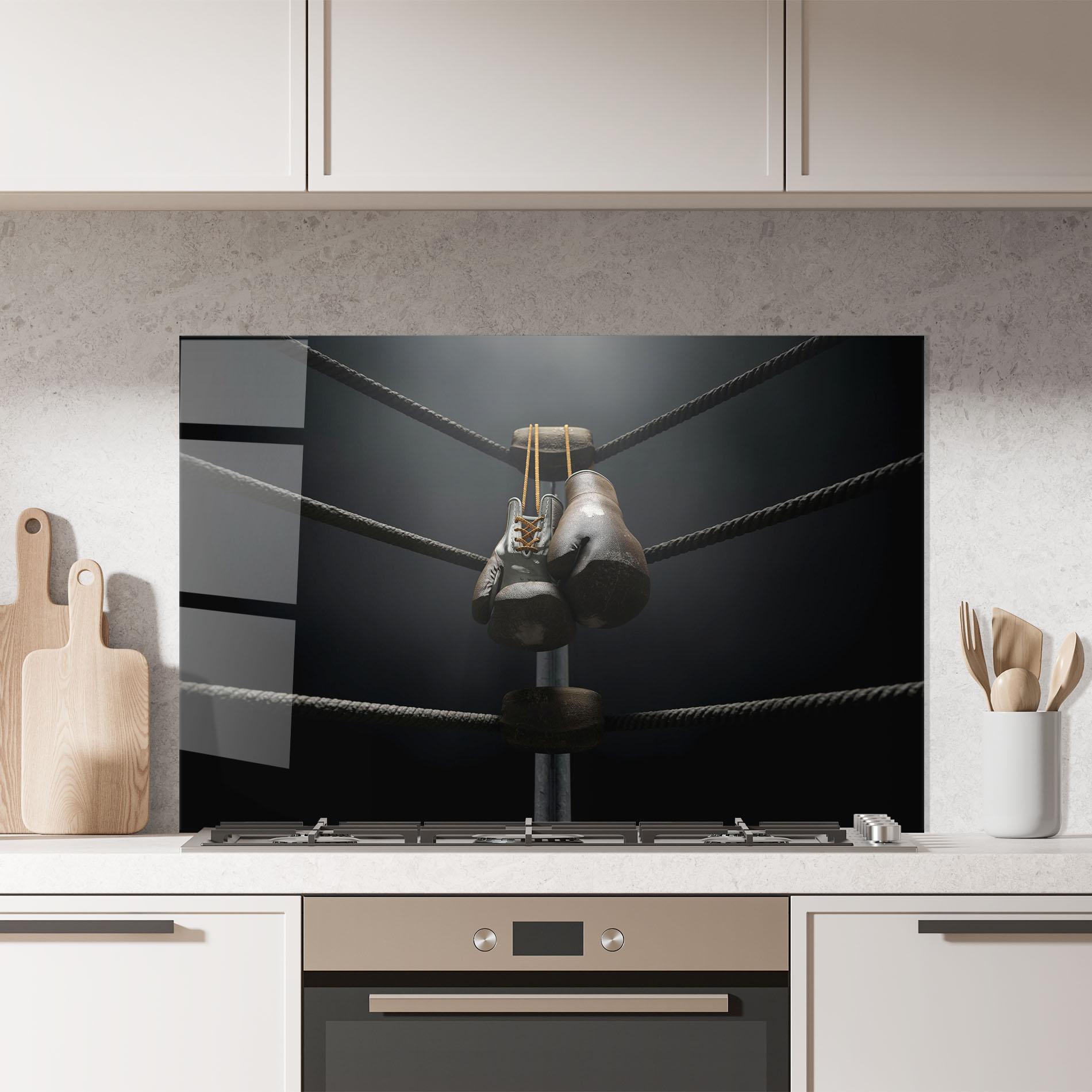 Panel Szklany do Kuchni Black Boxing Glove mockup 7