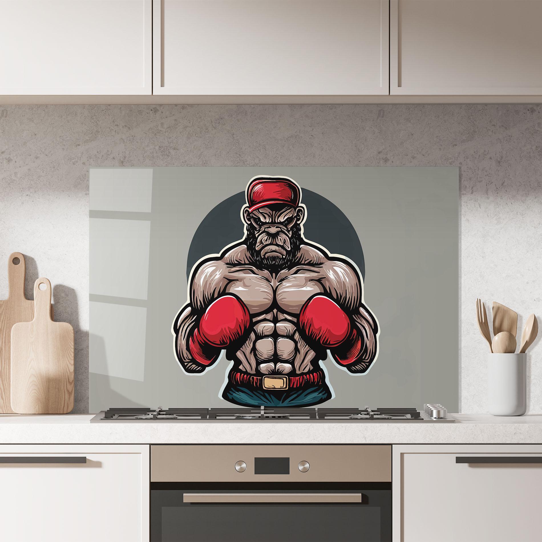 Panel Szklany do Kuchni Boxer Character mockup 7