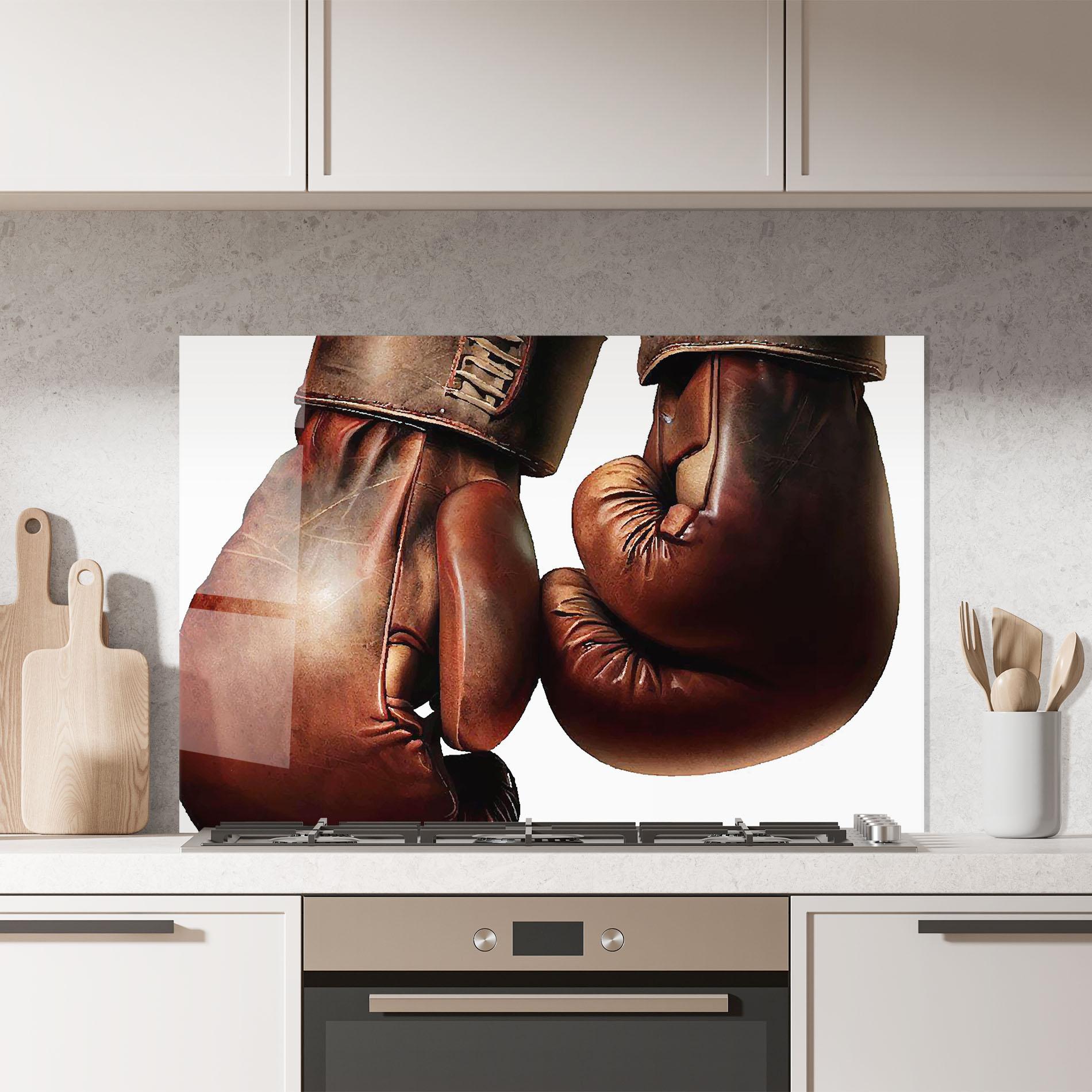 Panel Szklany do Kuchni Boxing Brown Gloves mockup 7