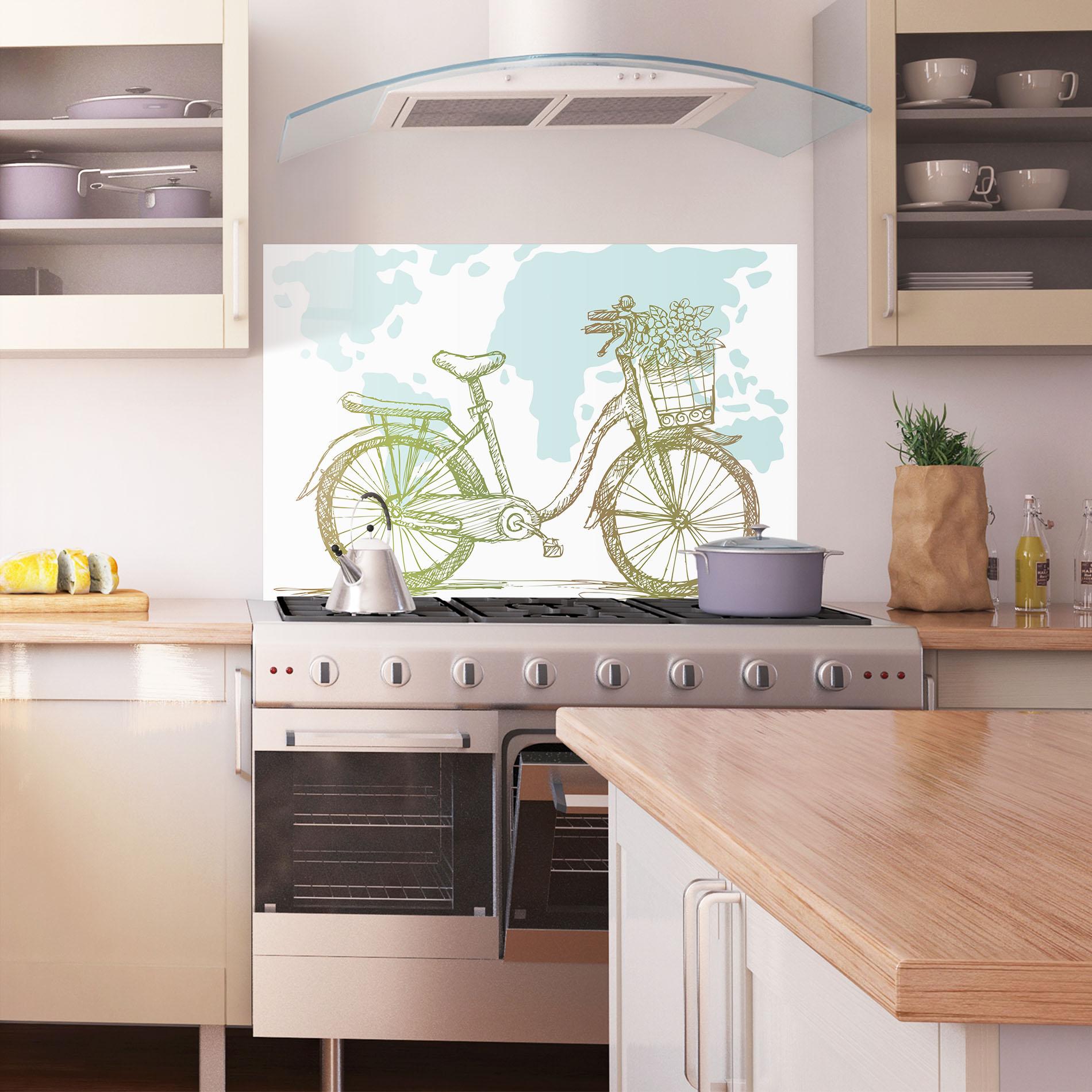 Panel Szklany do Kuchni Green Bike Line mockup 1