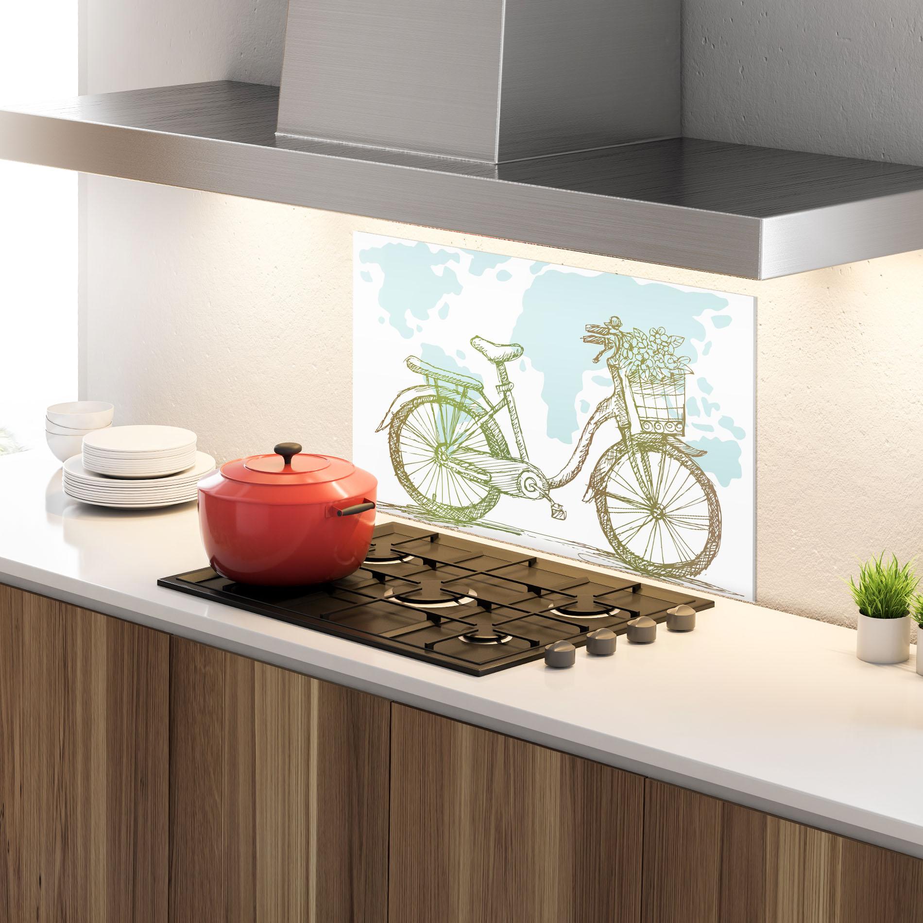 Panel Szklany do Kuchni Green Bike Line mockup 4