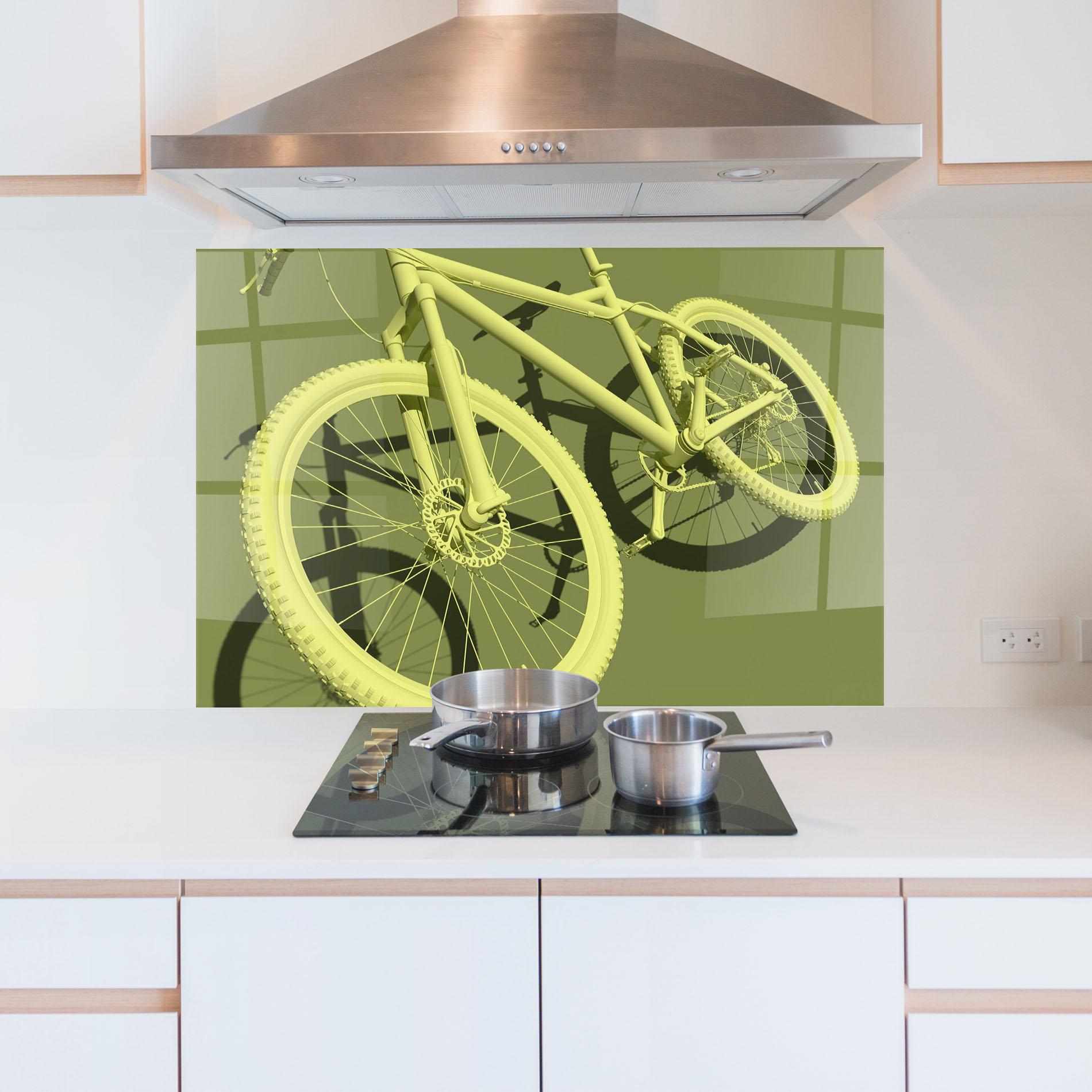 Panel Szklany do Kuchni Green 3d Bike mockup 5