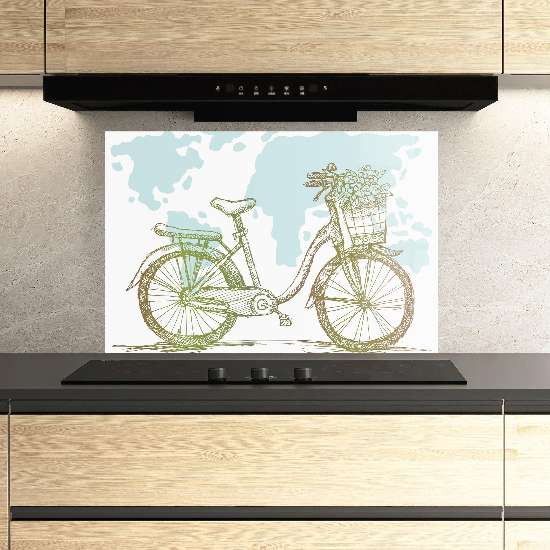 Panel Szklany do Kuchni Green Bike Line mockup 3