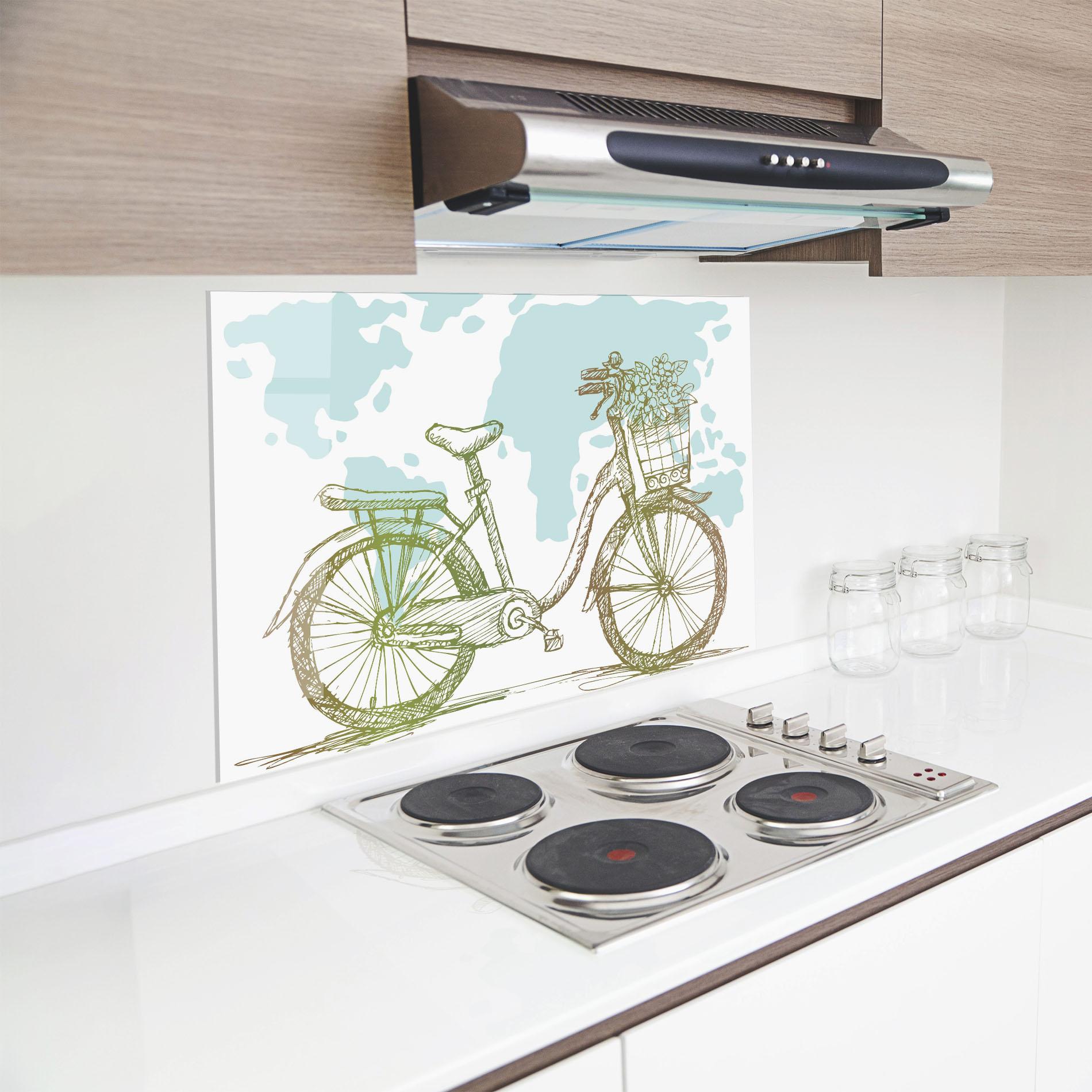 Panel Szklany do Kuchni Green Bike Line mockup 8