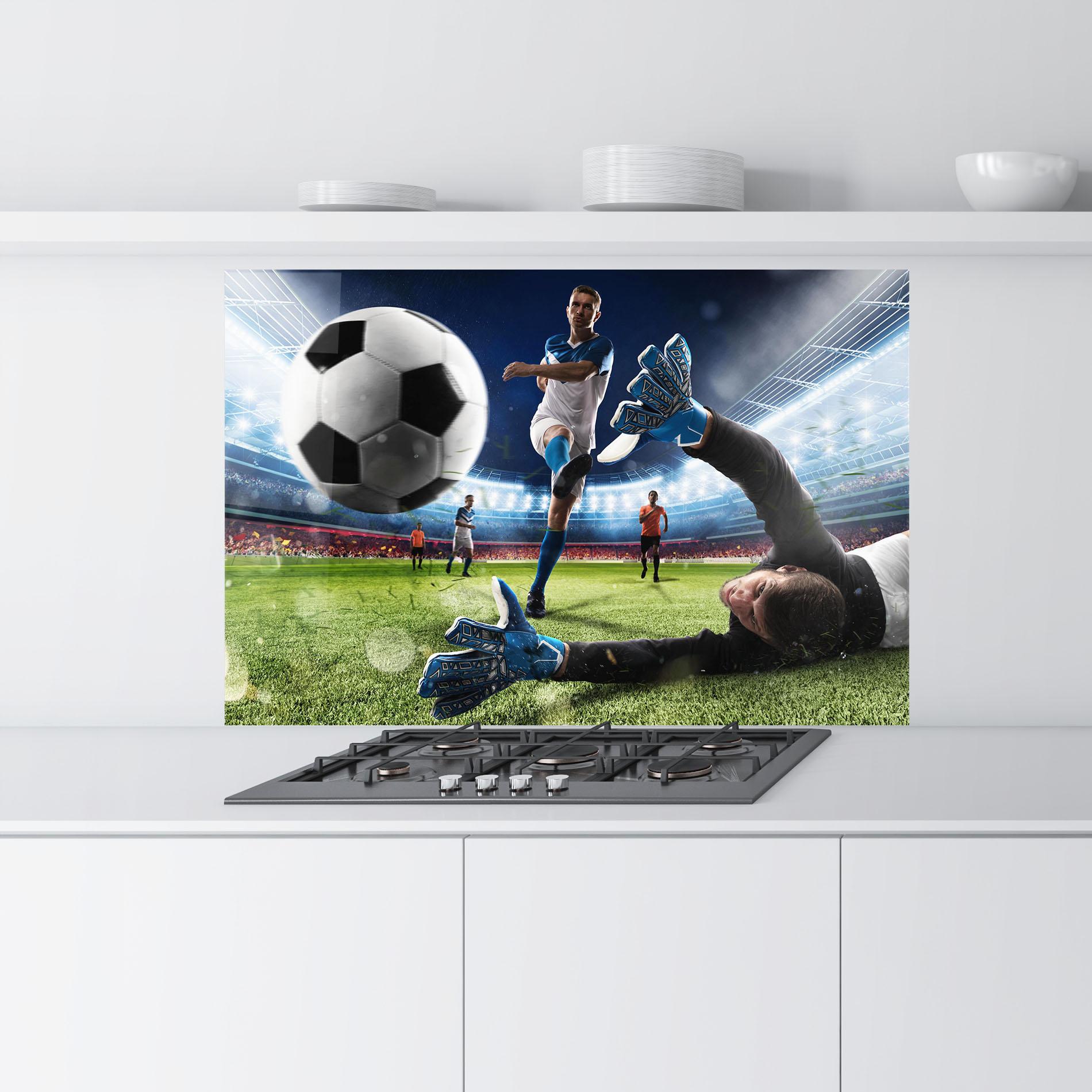 Panel Szklany do Kuchni Goalkeeper Kicks Ball mockup 9