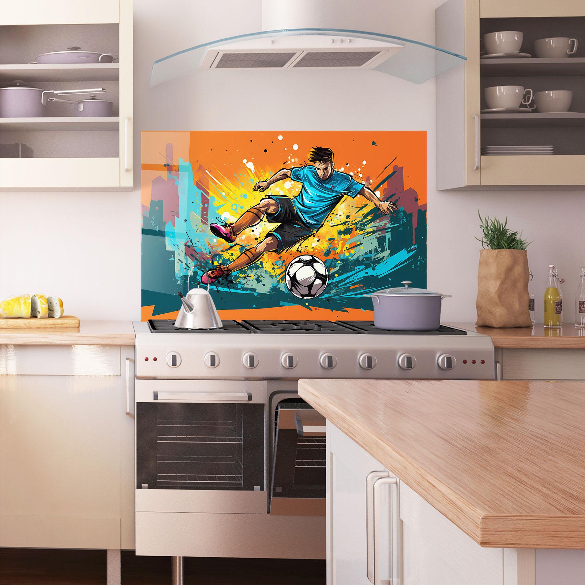 Panel Szklany do Kuchni Blue Tshirt Football mockup 1