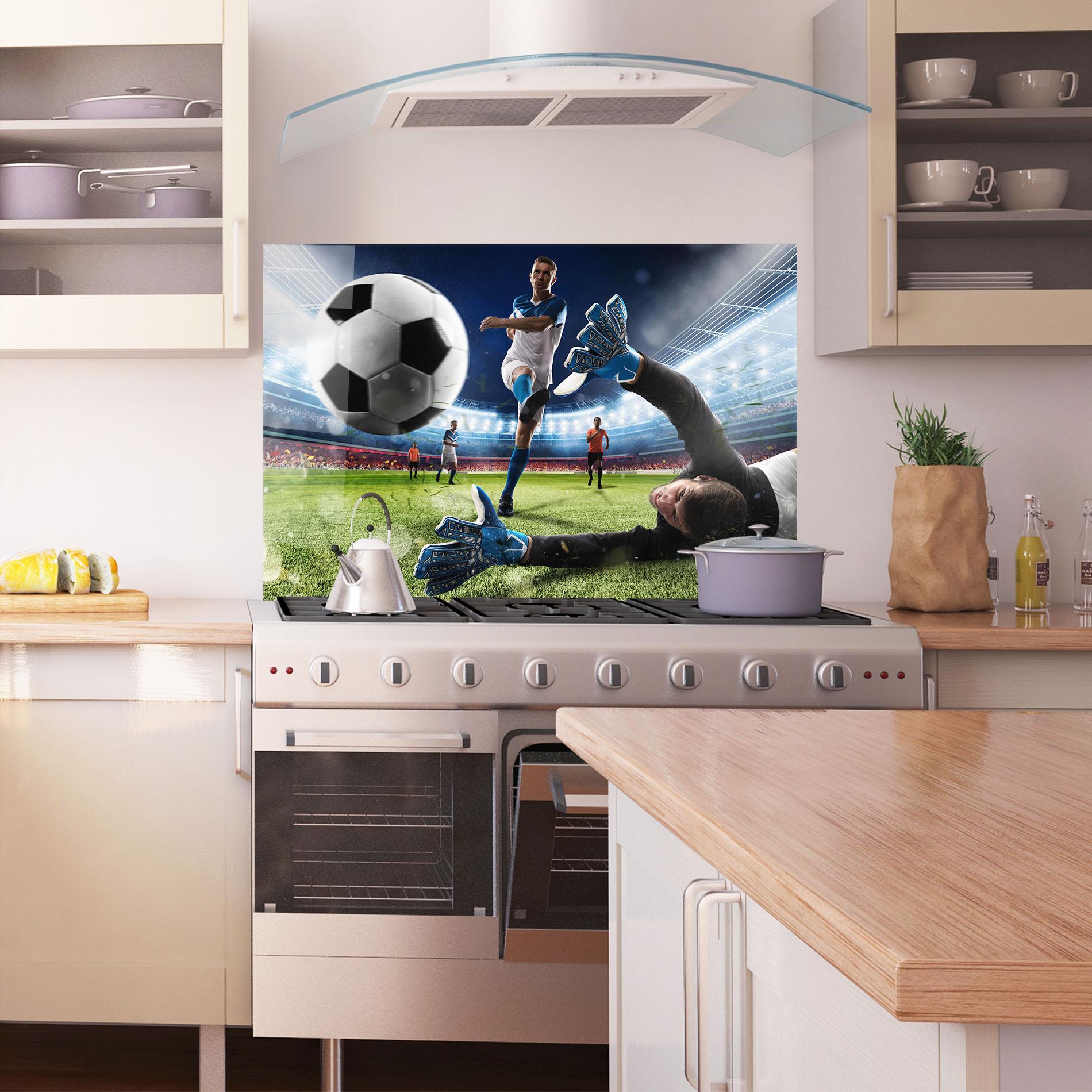 Panel Szklany do Kuchni Goalkeeper Kicks Ball mockup 1
