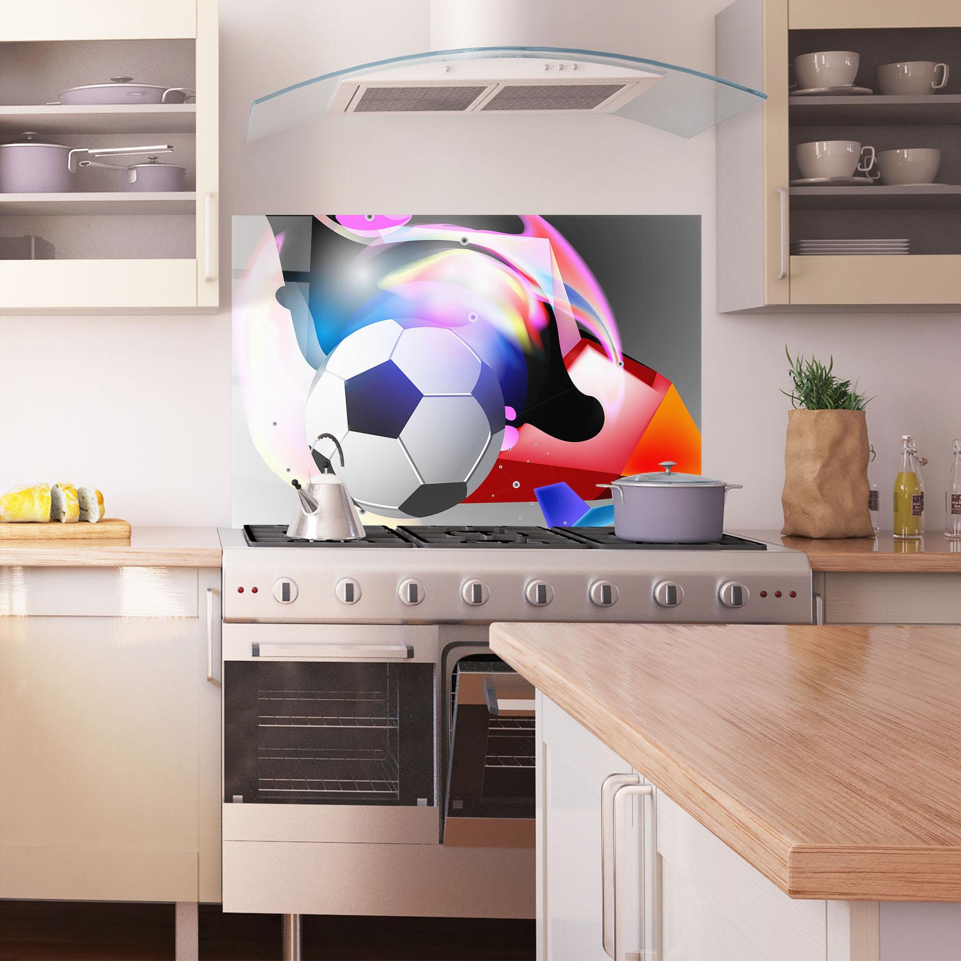 Panel Szklany do Kuchni Pink Blue Football Art mockup 1