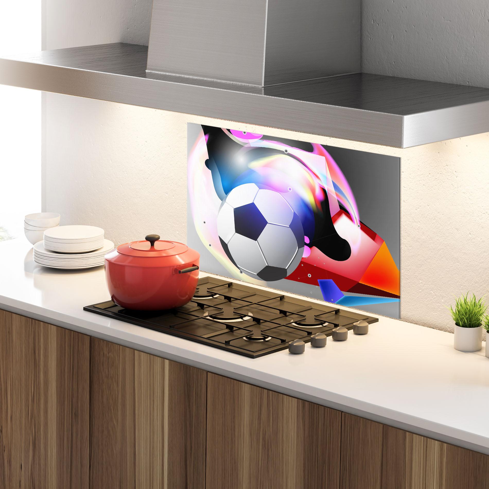 Panel Szklany do Kuchni Pink Blue Football Art mockup 4