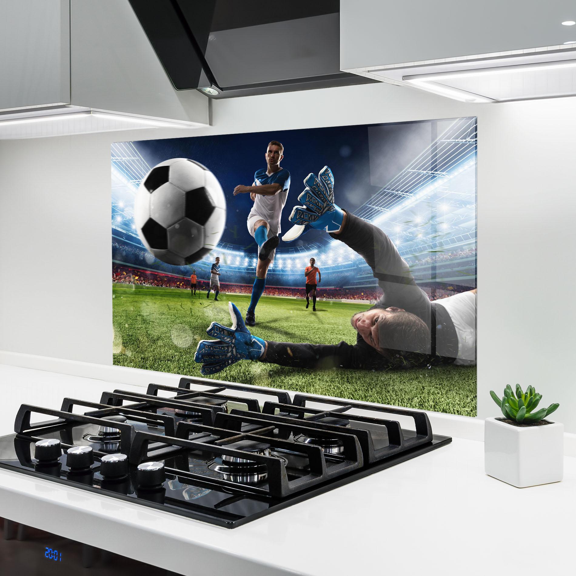 Panel Szklany do Kuchni Goalkeeper Kicks Ball mockup 6