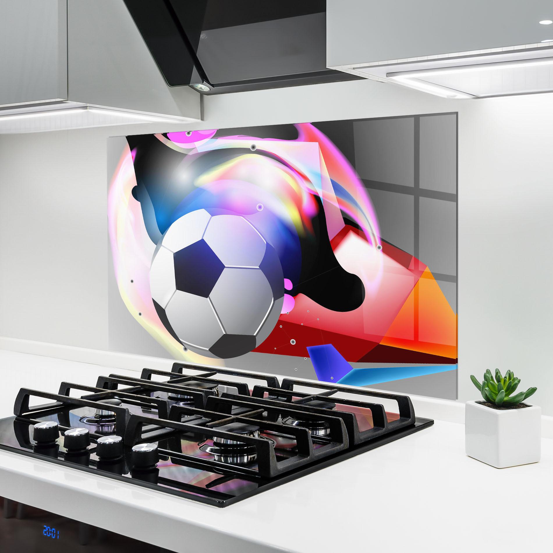 Panel Szklany do Kuchni Pink Blue Football Art mockup 6