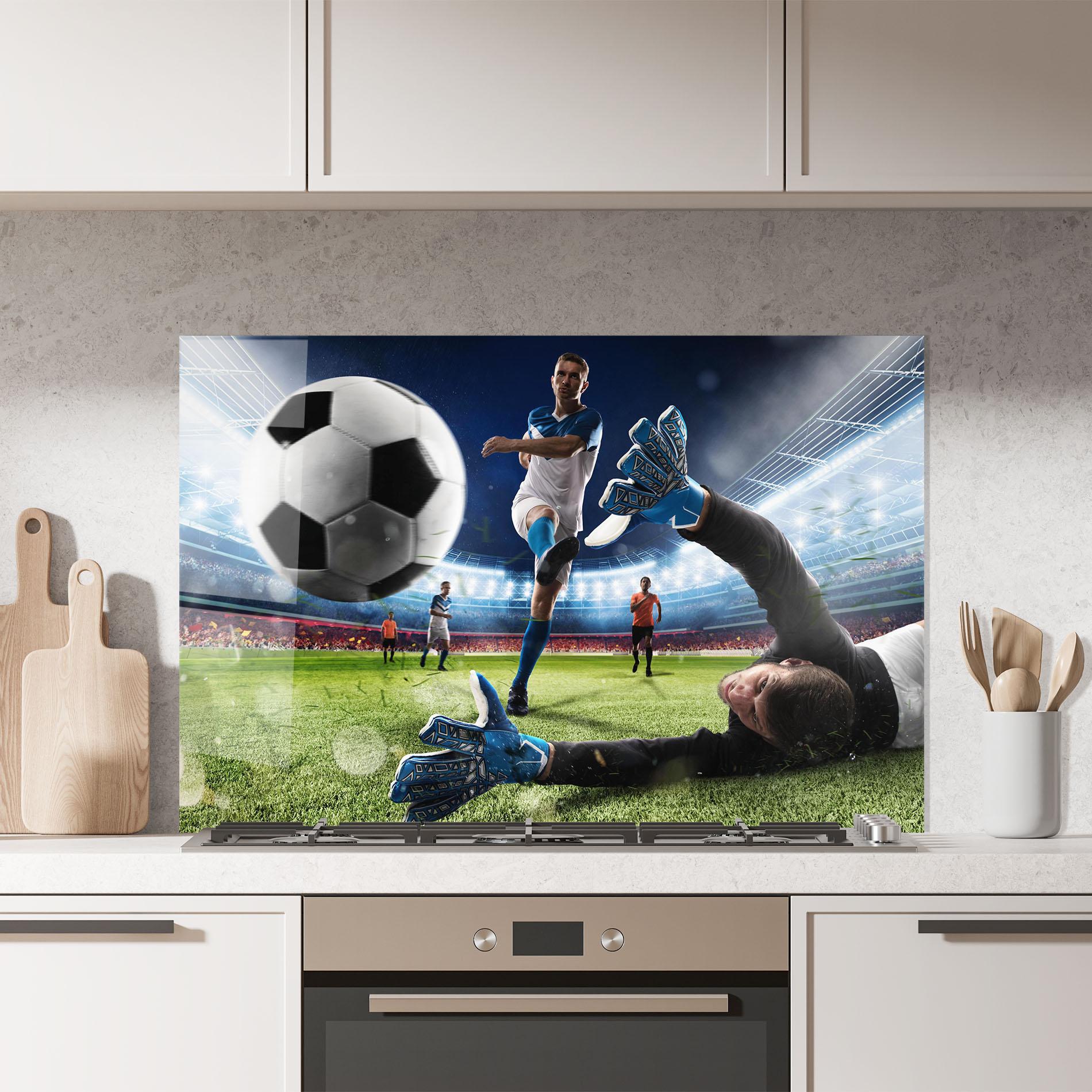 Panel Szklany do Kuchni Goalkeeper Kicks Ball mockup 7