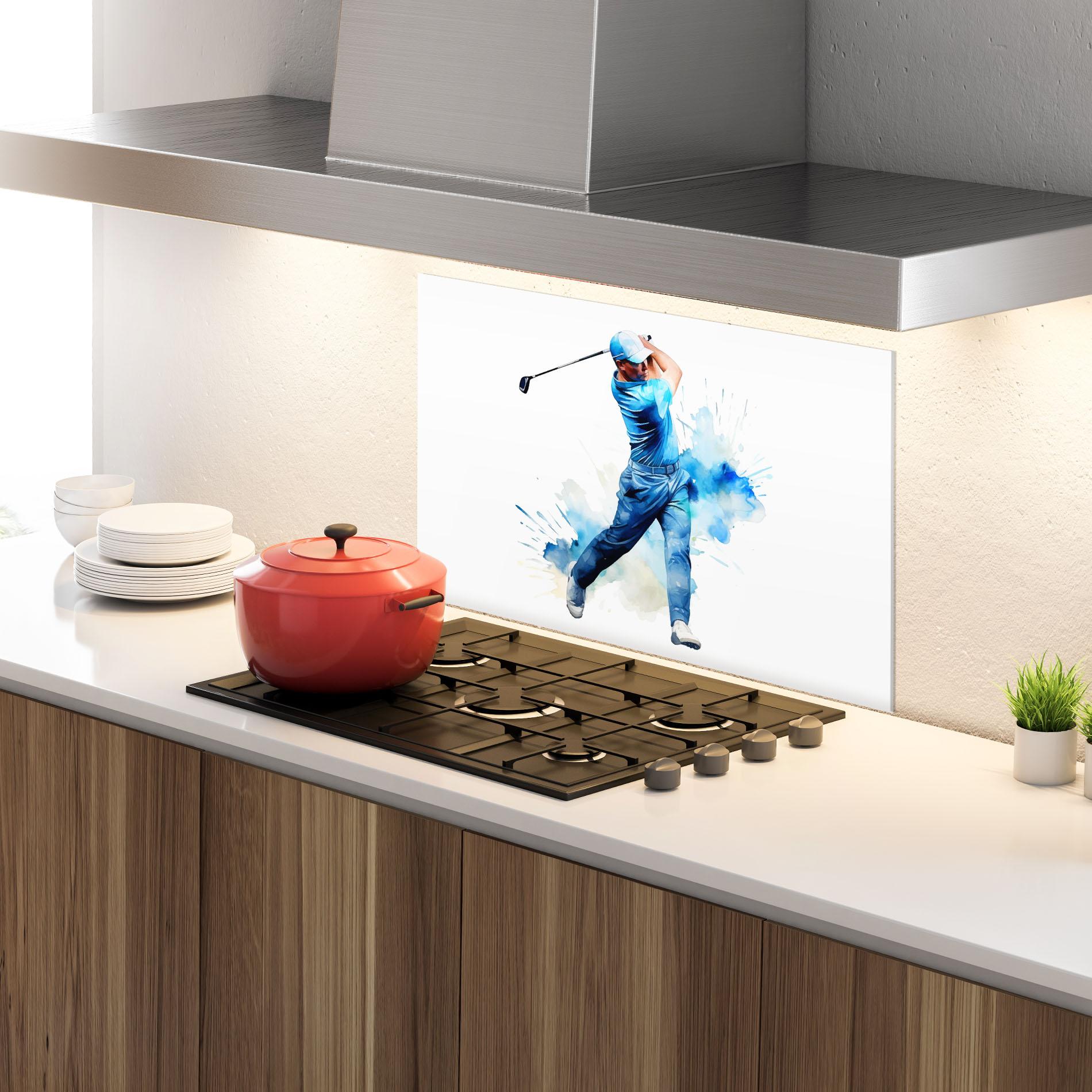 Panel Szklany do Kuchni Golf Watercolor mockup 4