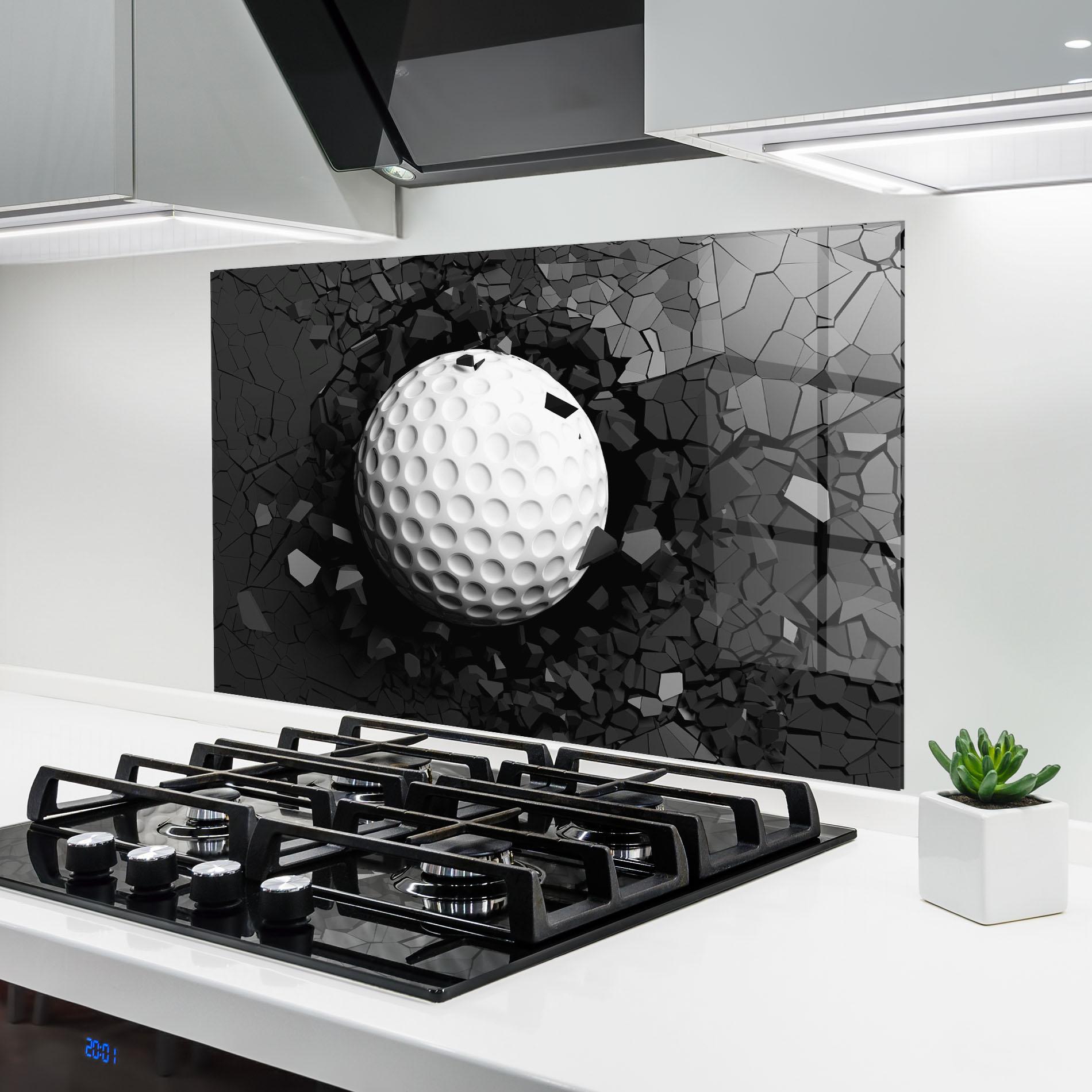 Panel Szklany do Kuchni Black Wall Golf Ball mockup 6