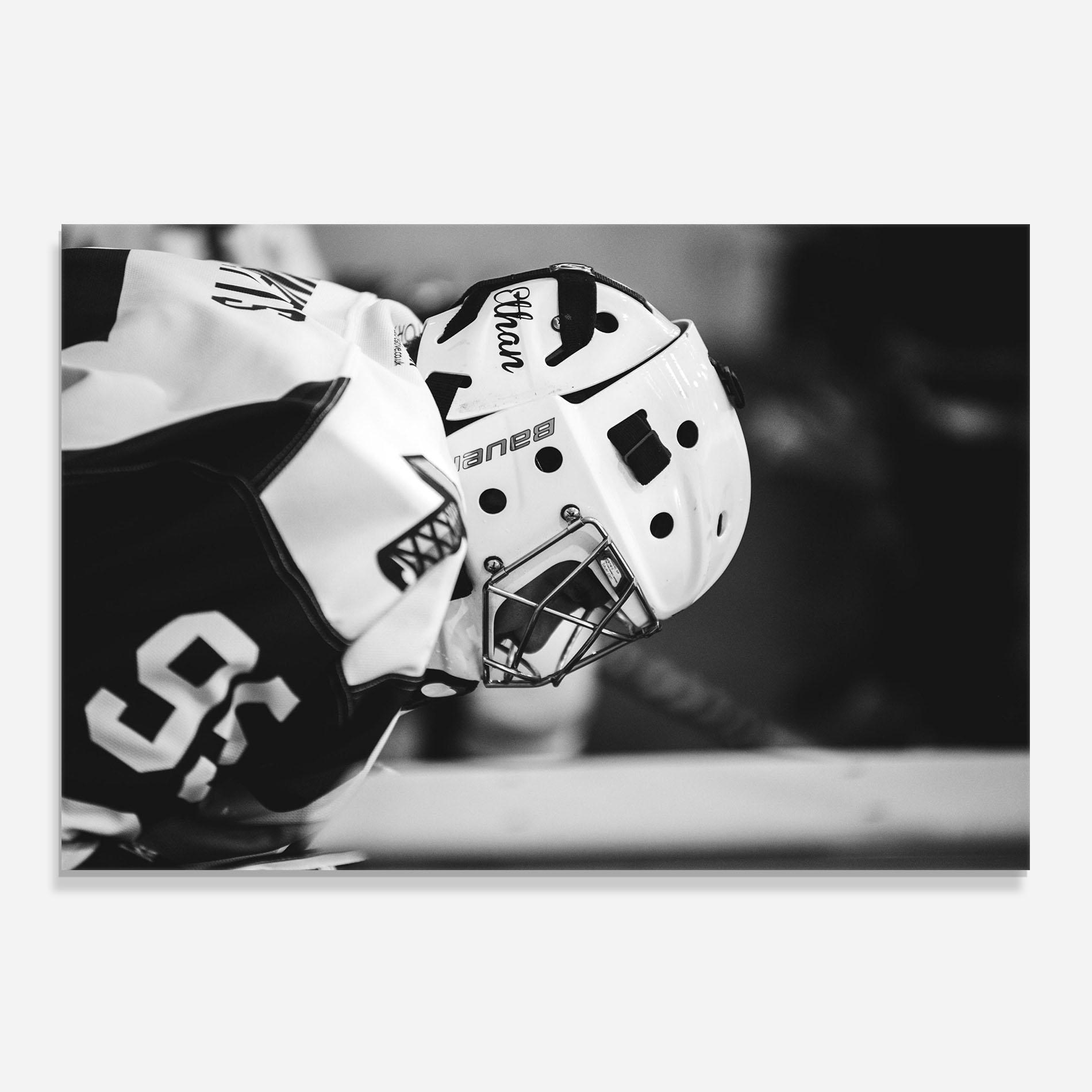Panel Szklany do Kuchni Black White Hockey mockup 0