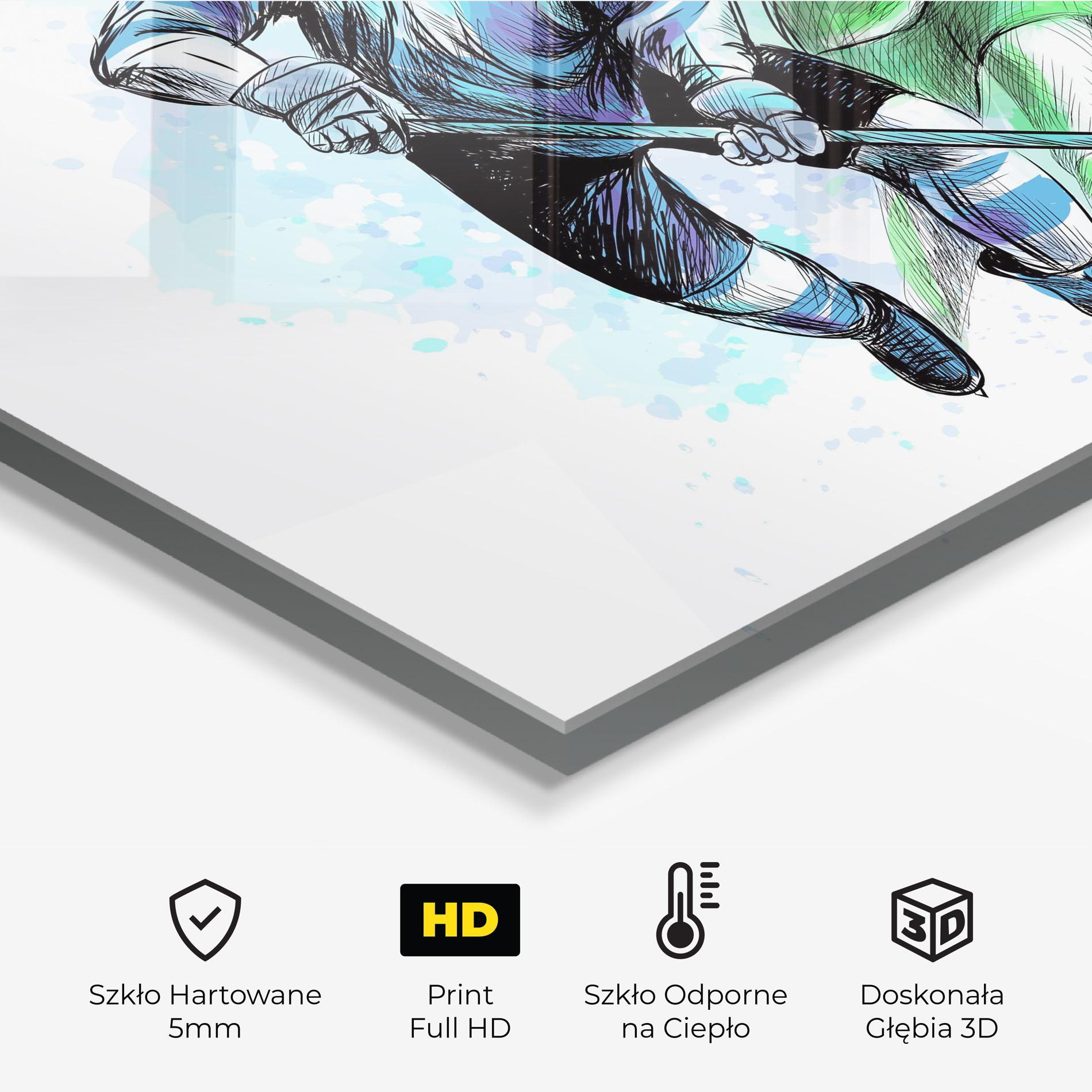 Panel Szklany do Kuchni Green Blue Hockey mockup 2