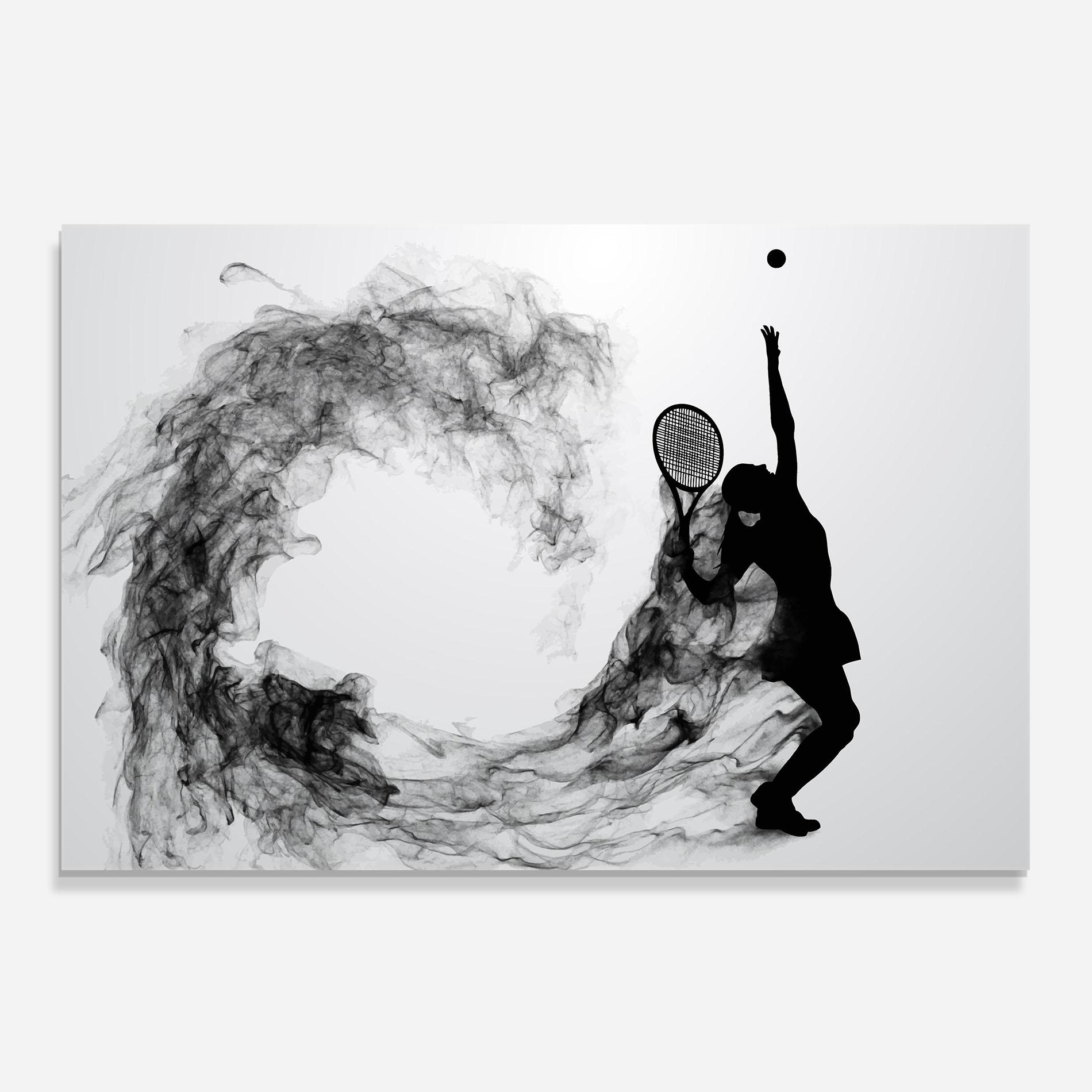 Panel Szklany do Kuchni Black Tennis Smoke mockup 0