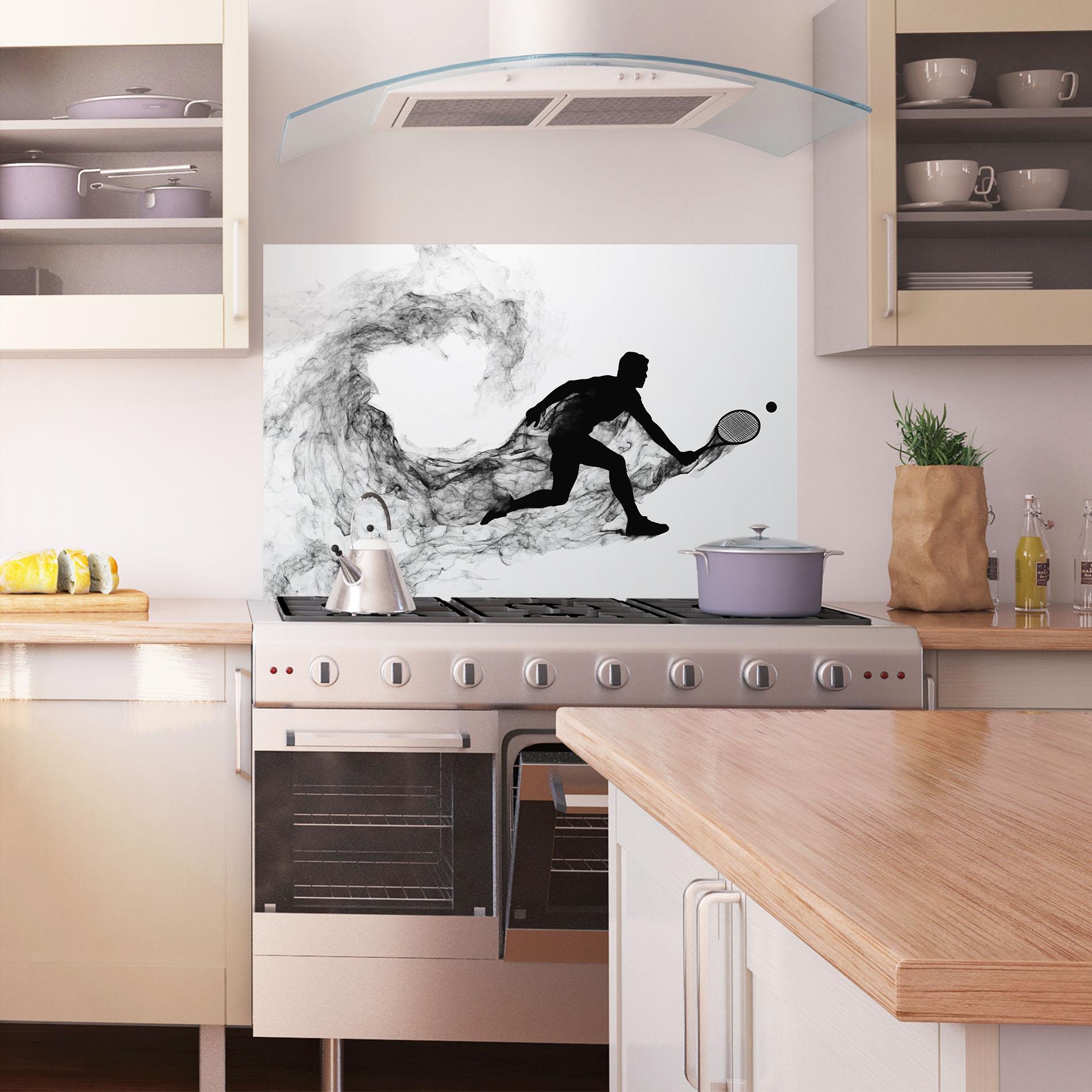 Panel Szklany do Kuchni Black Smoke Tennis mockup 1