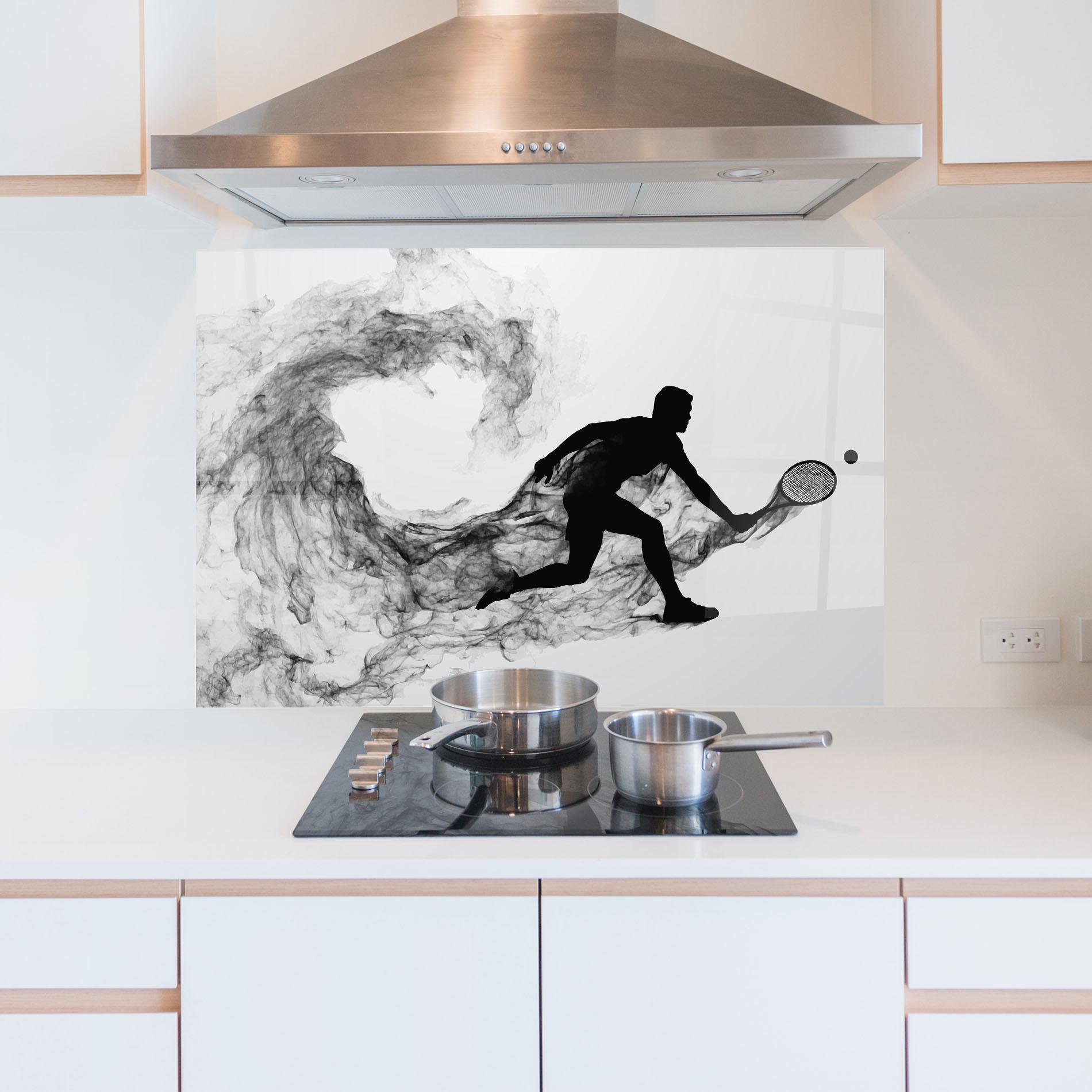 Panel Szklany do Kuchni Black Smoke Tennis mockup 5