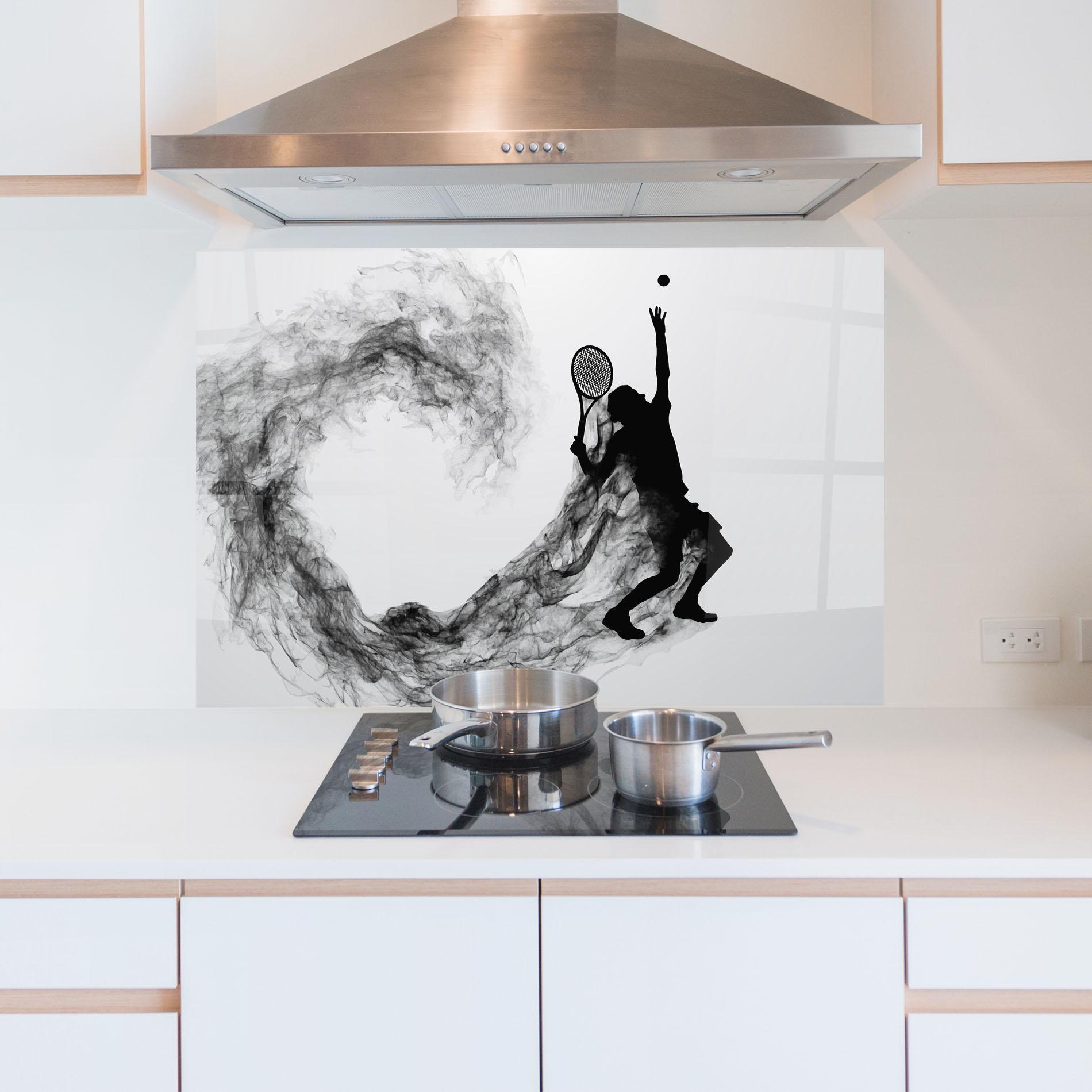 Panel Szklany do Kuchni Tennis Black Smoke mockup 5