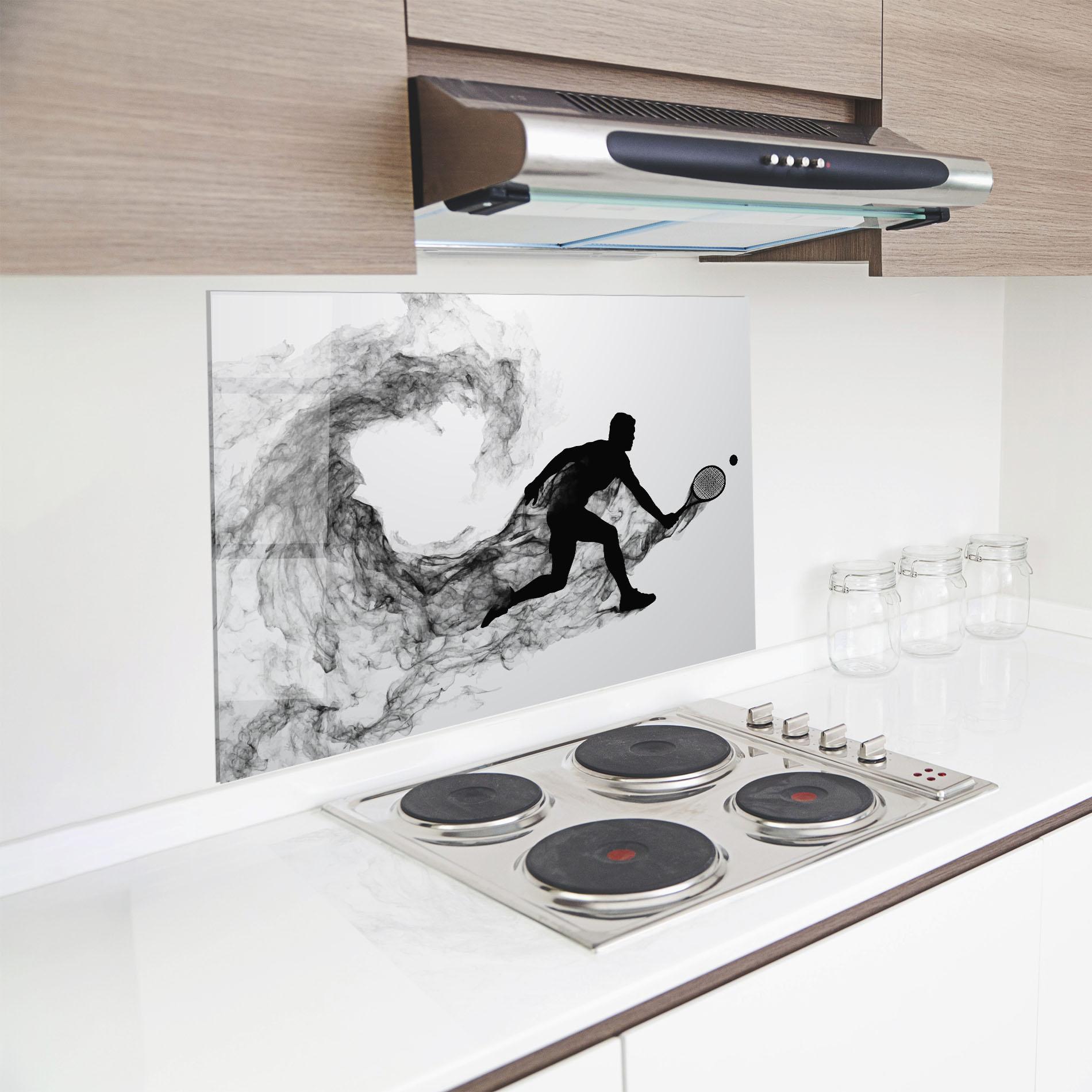 Panel Szklany do Kuchni Black Smoke Tennis mockup 8