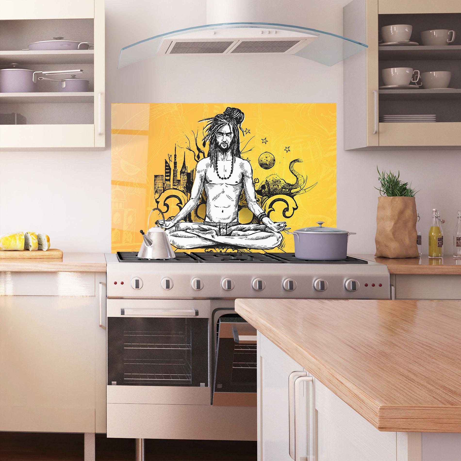 Panel Szklany do Kuchni Orange Meditation mockup 1