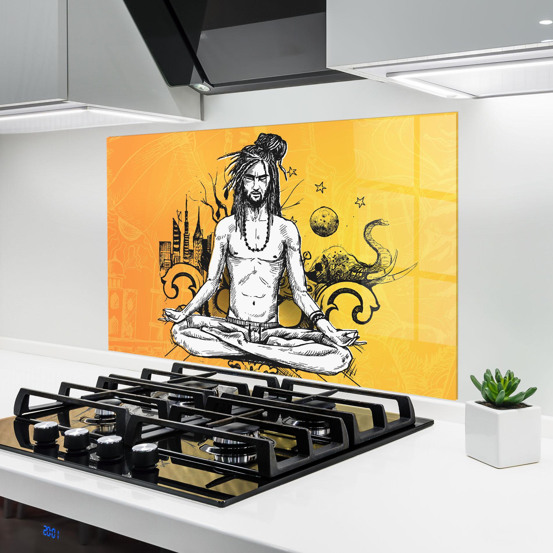 Panel Szklany do Kuchni Orange Meditation mockup 6