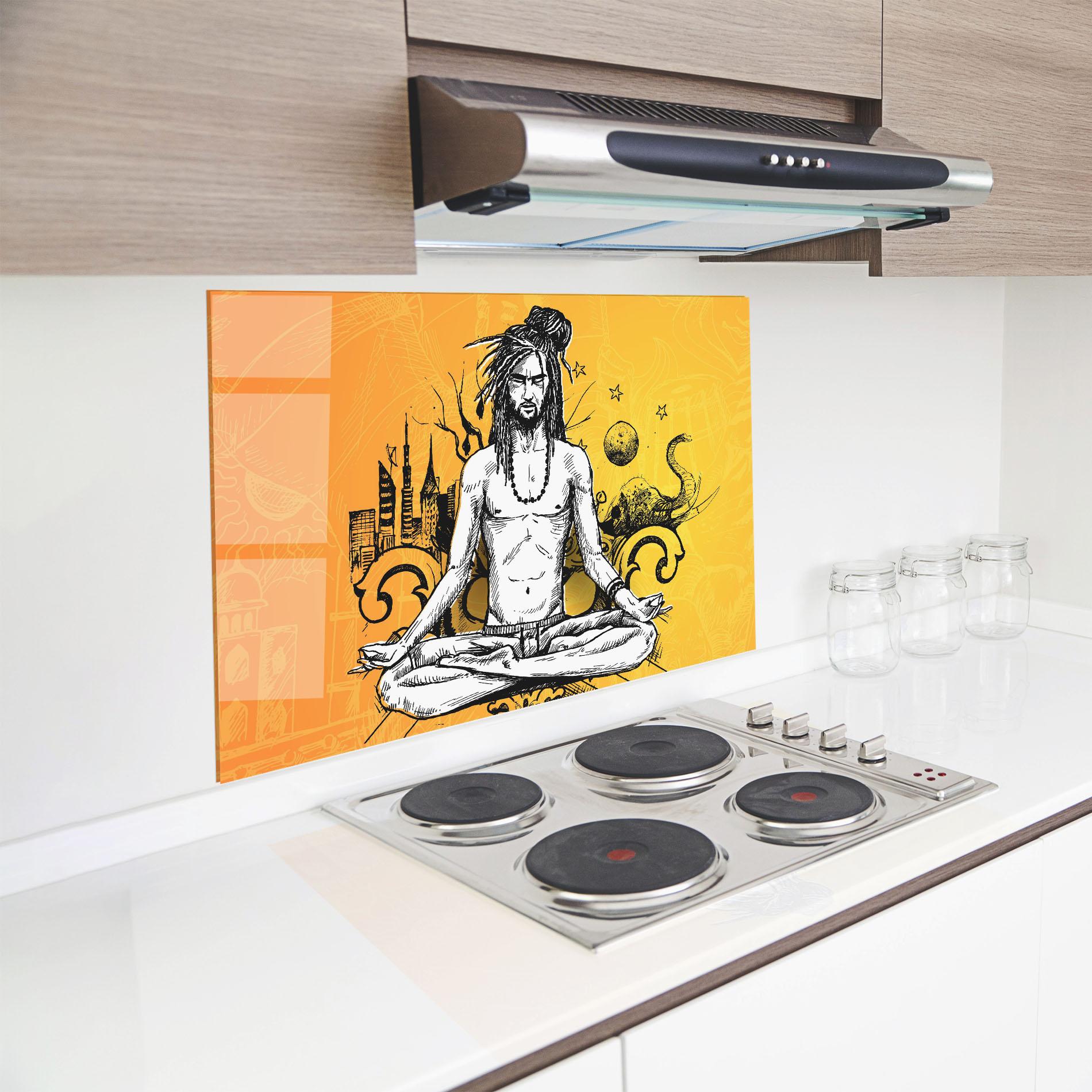Panel Szklany do Kuchni Orange Meditation mockup 8