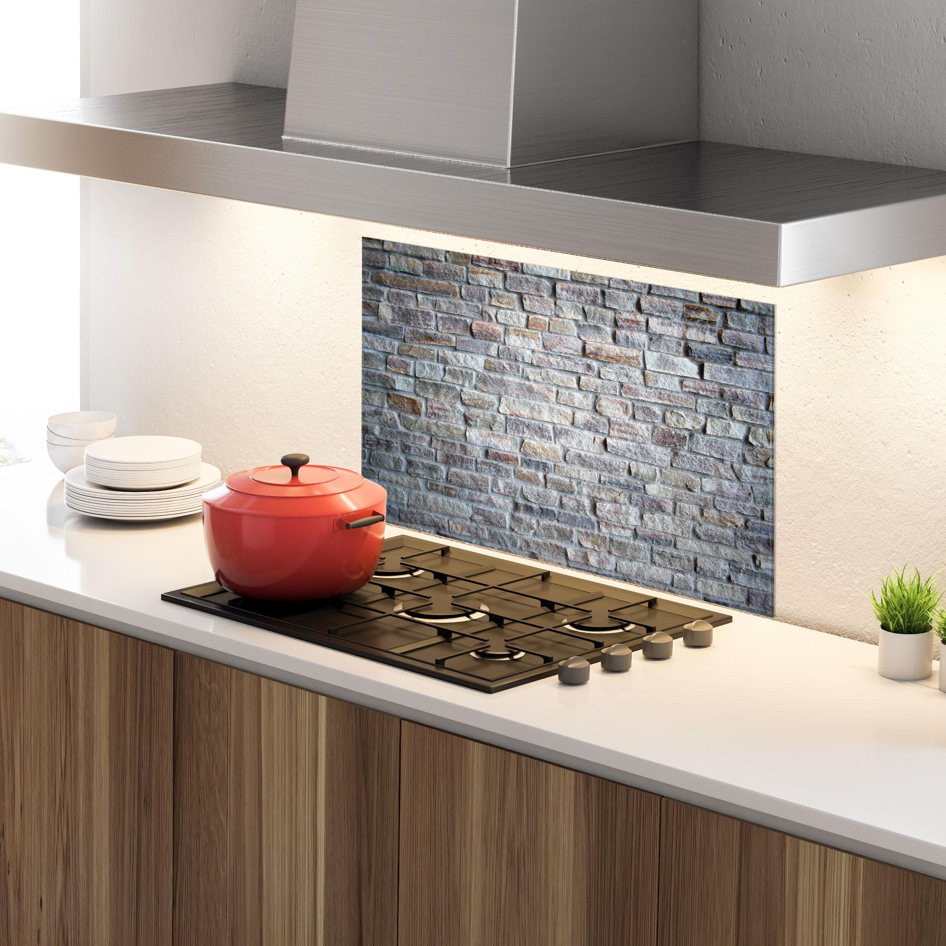 Panel Szklany do Kuchni Greyish Bircks mockup 4