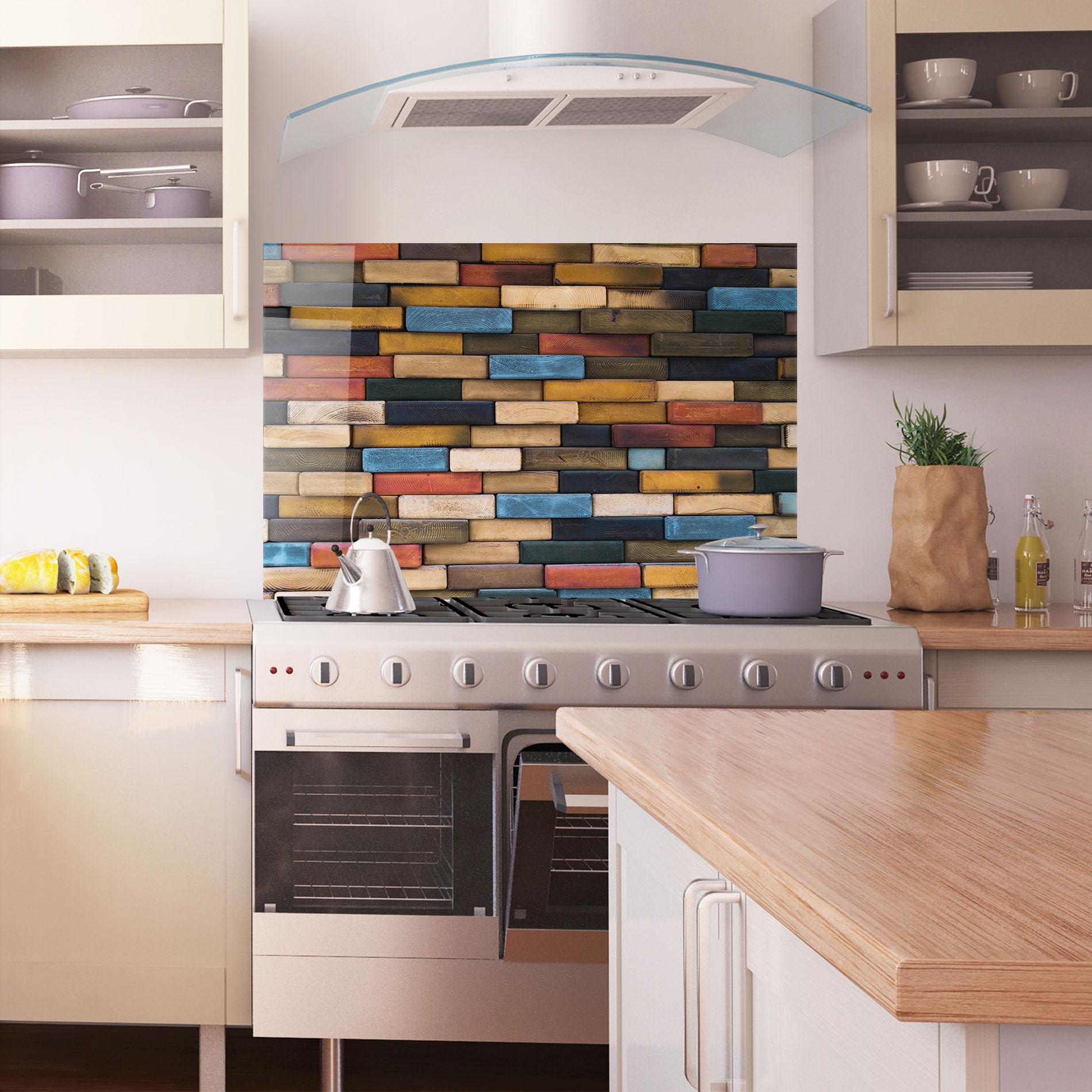 Panel Szklany do Kuchni Colorul Wood mockup 1